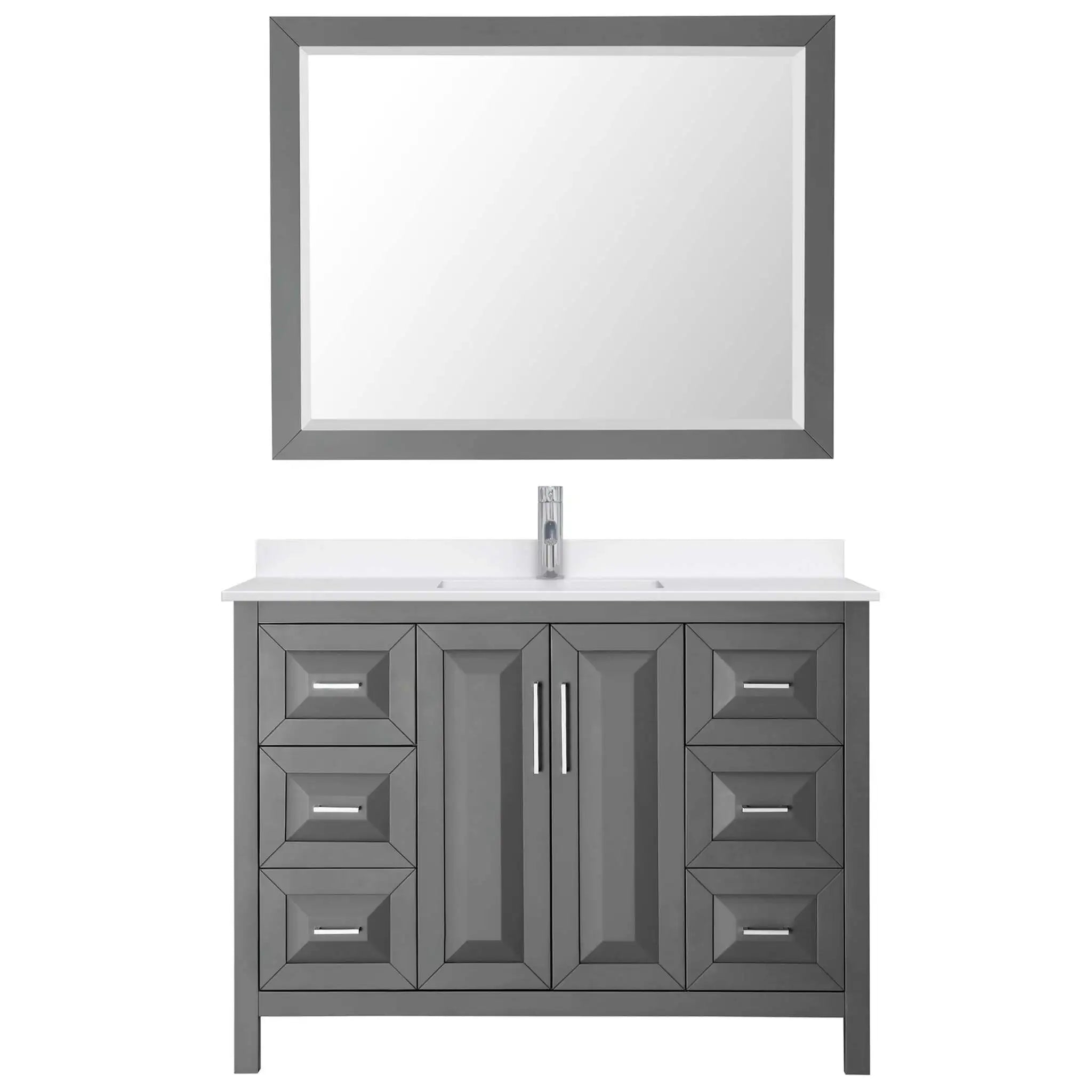 48" Daria Single Bathroom Vanity in Dark Gray with Polished Chrome Trim & 46" Mirror by Wyndham