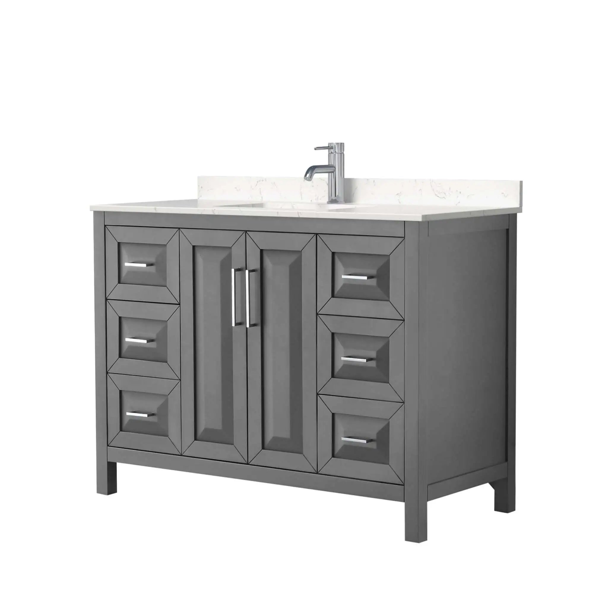 48" Daria Single Bathroom Vanity in Dark Gray with Polished Chrome Trim by Wyndham