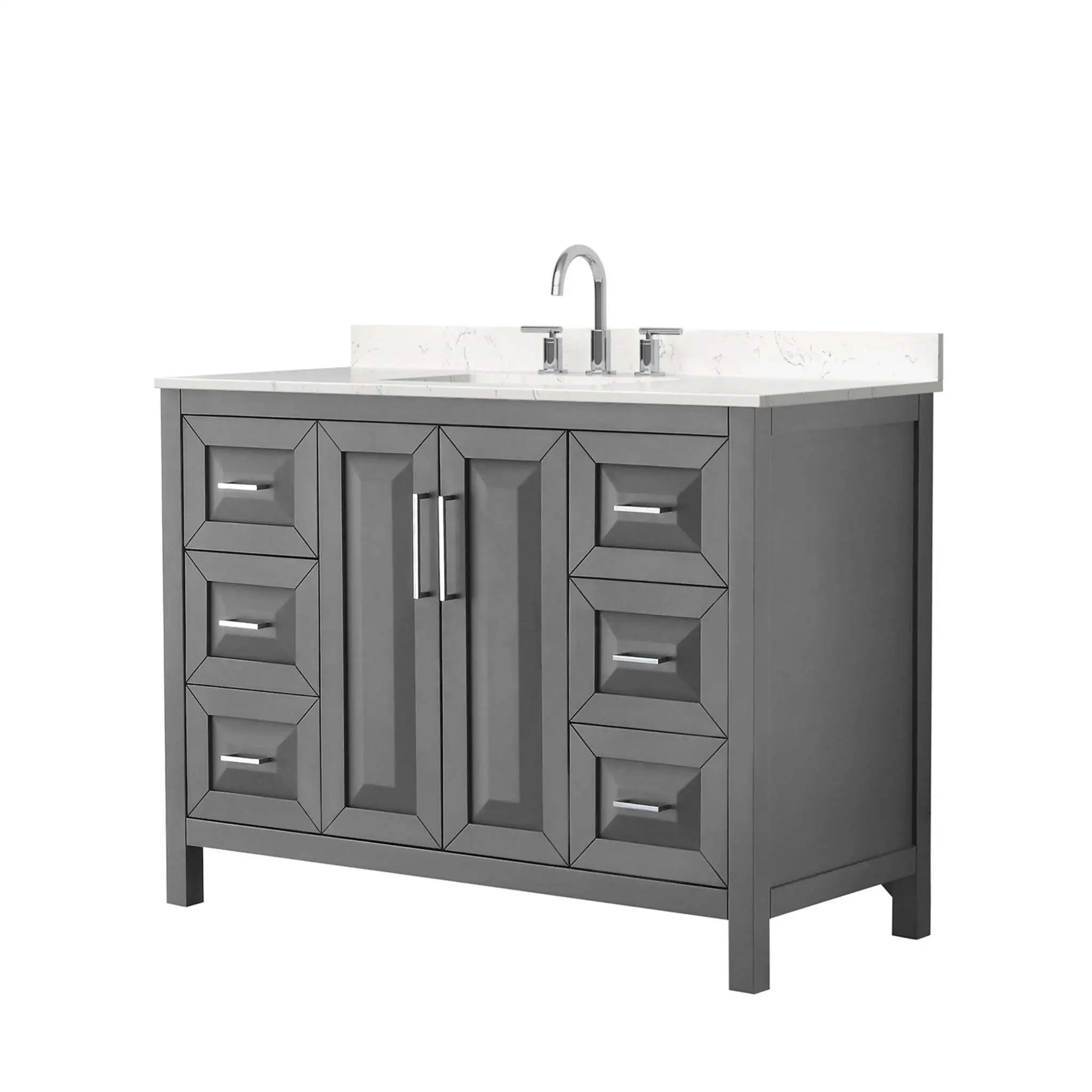 48" Daria Single Bathroom Vanity in Dark Gray with Polished Chrome Trim by Wyndham