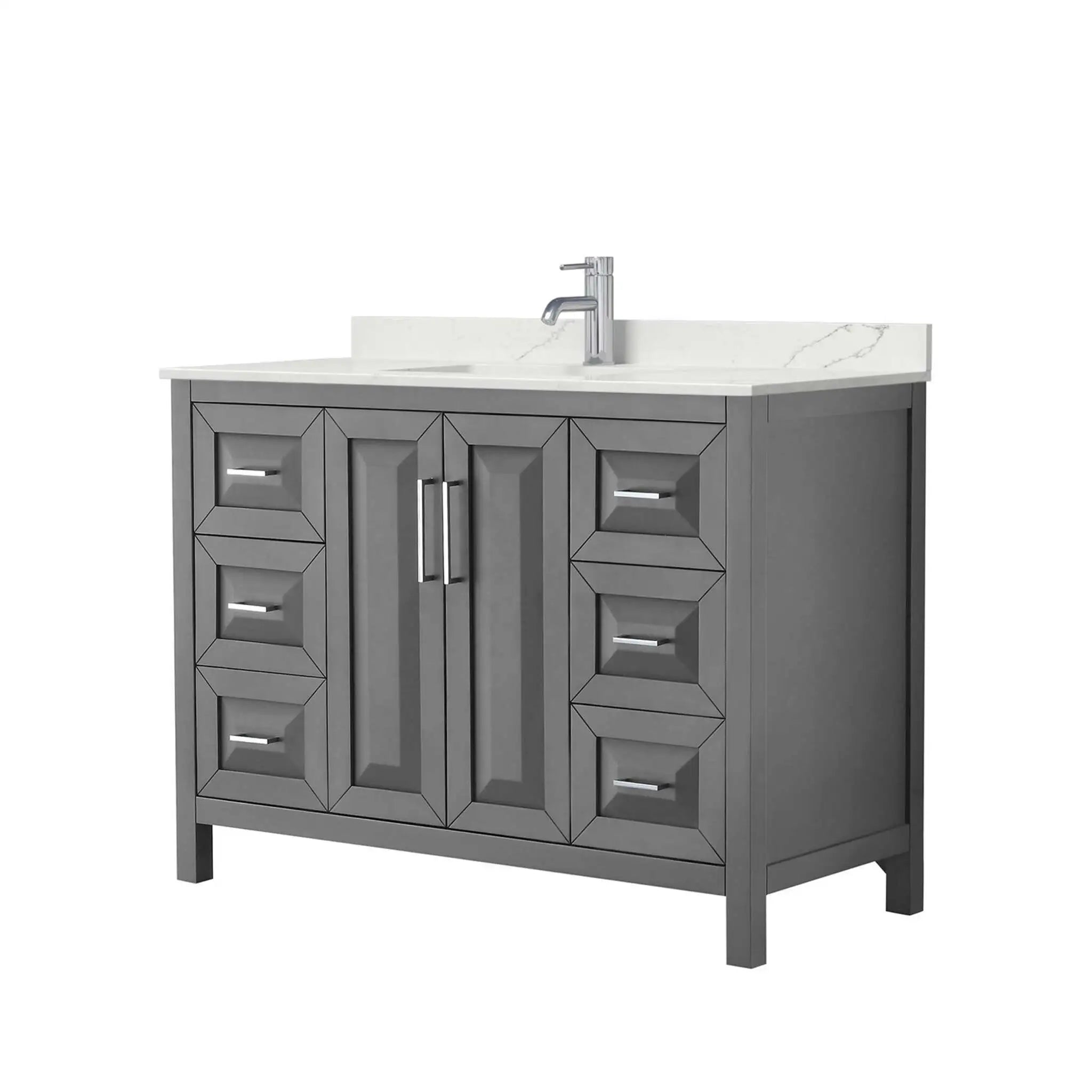 48" Daria Single Bathroom Vanity in Dark Gray with Polished Chrome Trim by Wyndham