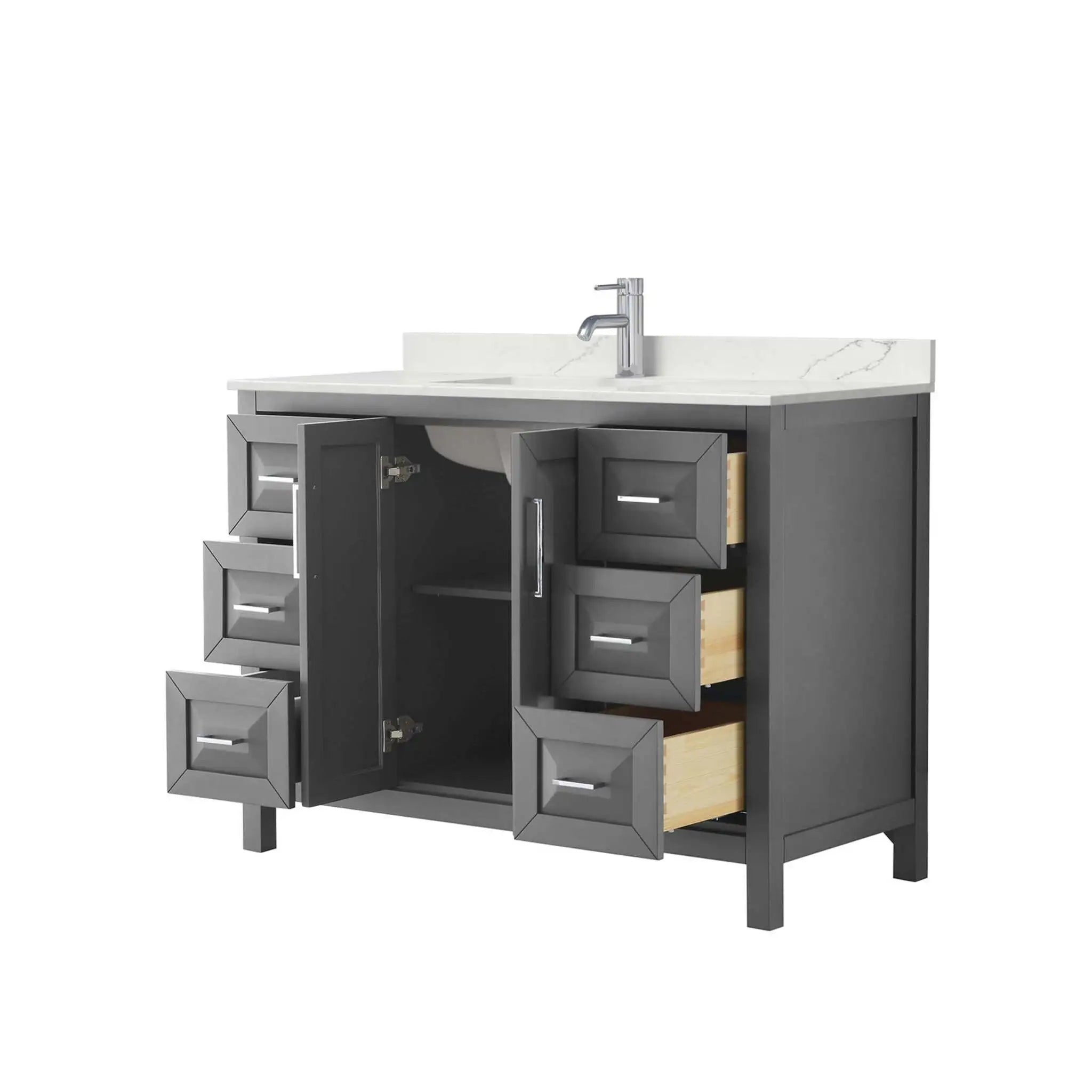 48" Daria Single Bathroom Vanity in Dark Gray with Polished Chrome Trim by Wyndham