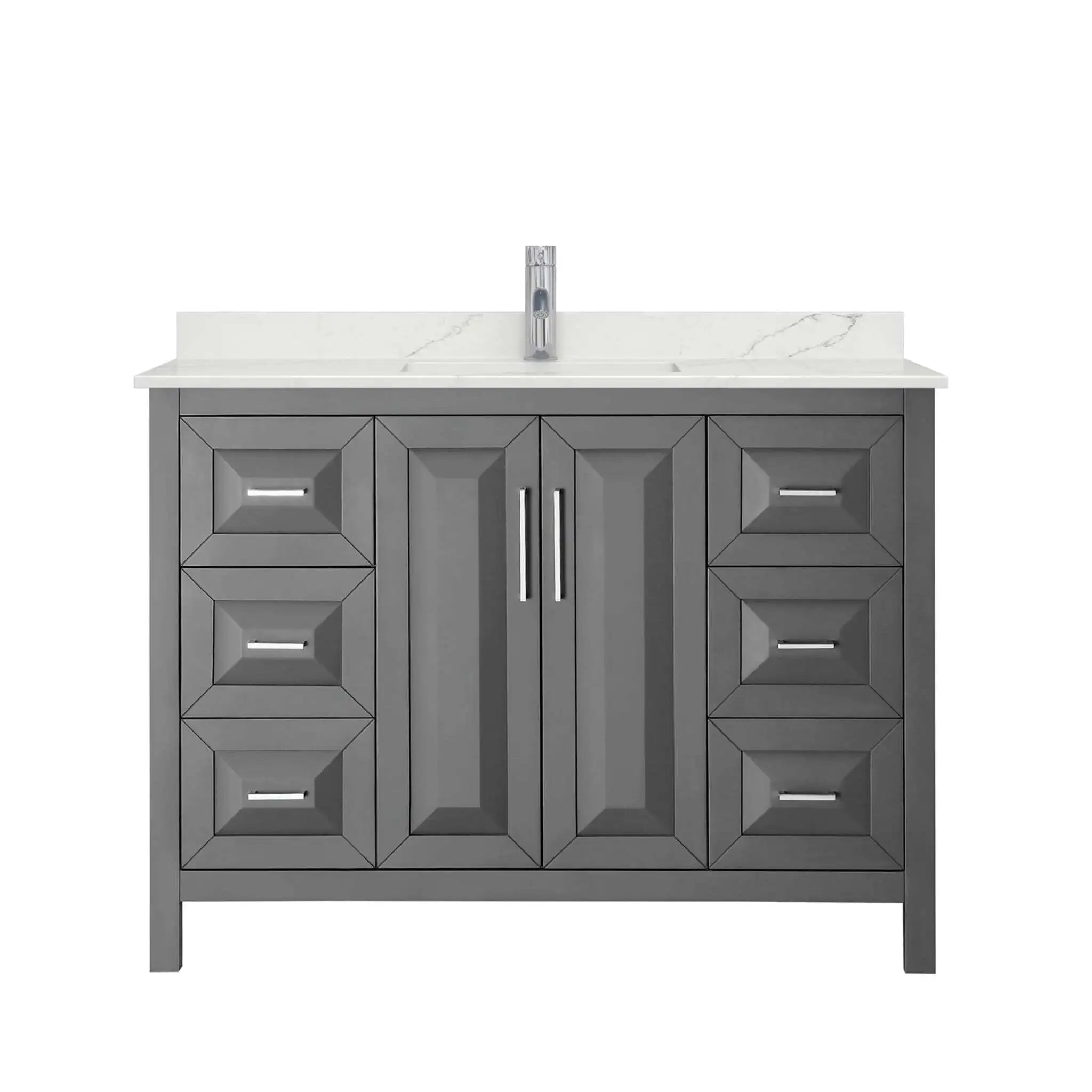 48" Daria Single Bathroom Vanity in Dark Gray with Polished Chrome Trim by Wyndham