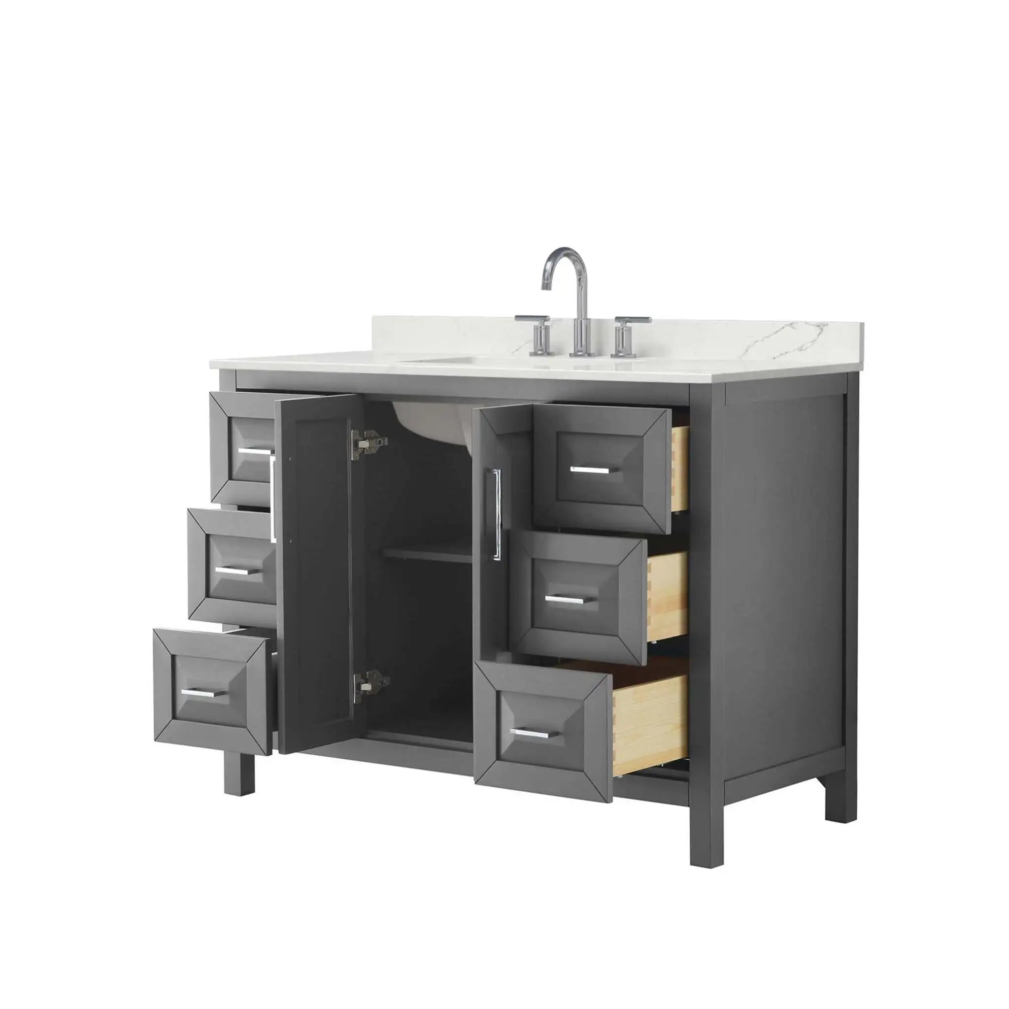 48" Daria Single Bathroom Vanity in Dark Gray with Polished Chrome Trim by Wyndham