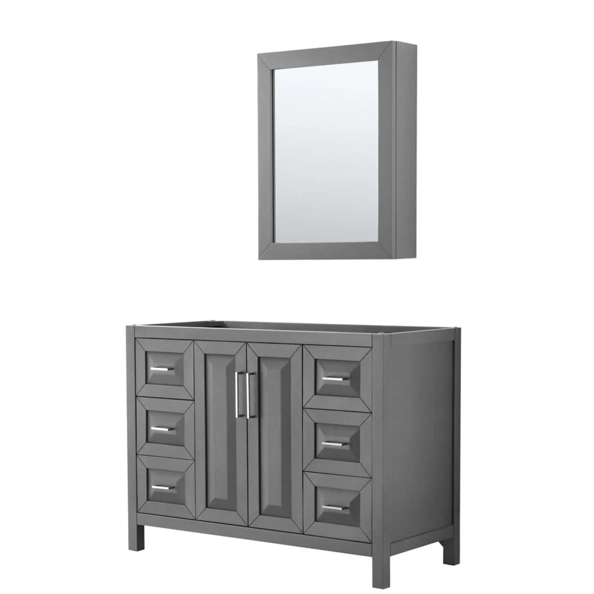 48" Daria Single Bathroom Vanity in Dark Gray with Polished Chrome Trim & Medicine Cabinet by Wyndham