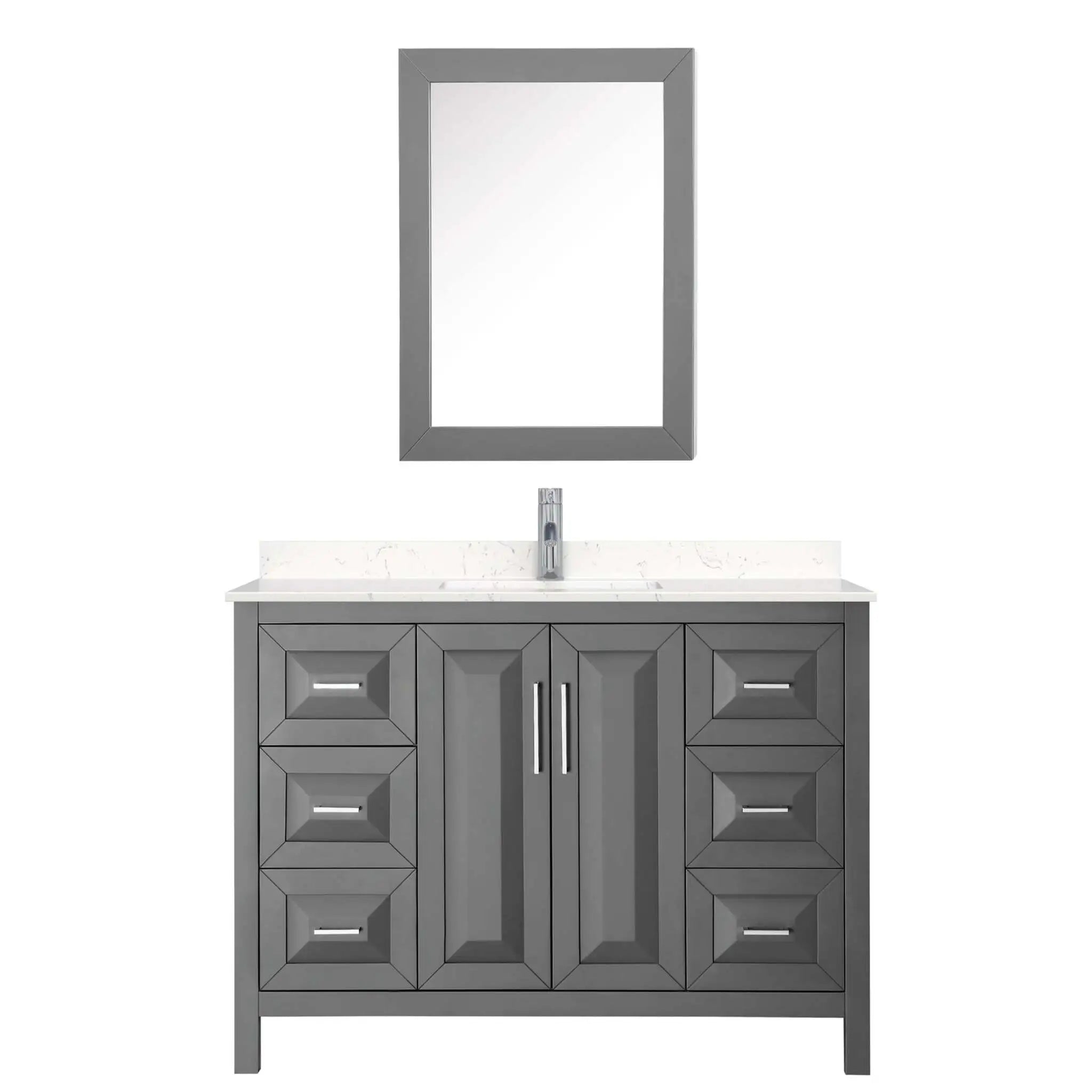 48" Daria Single Bathroom Vanity in Dark Gray with Polished Chrome Trim & Medicine Cabinet by Wyndham