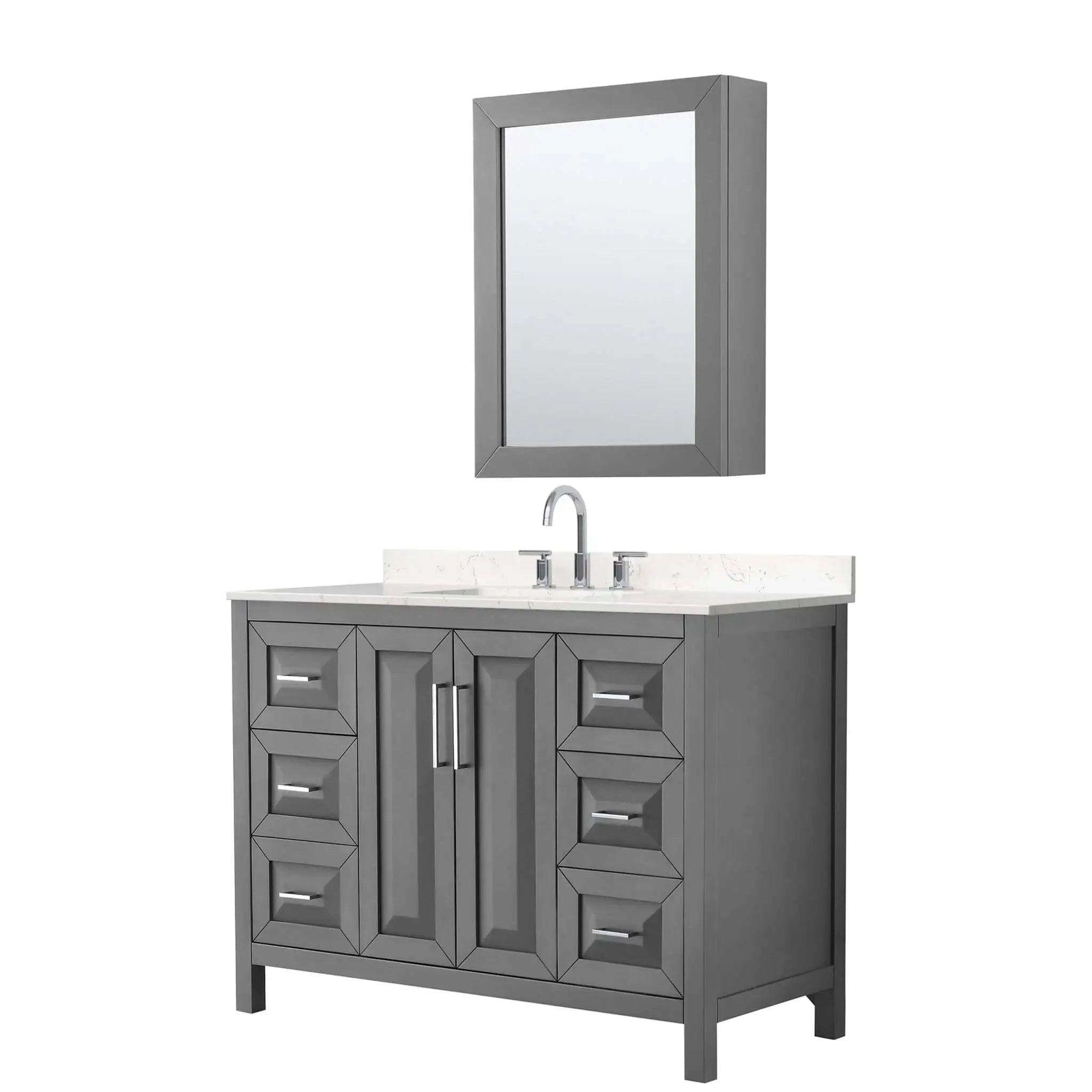 48" Daria Single Bathroom Vanity in Dark Gray with Polished Chrome Trim & Medicine Cabinet by Wyndham