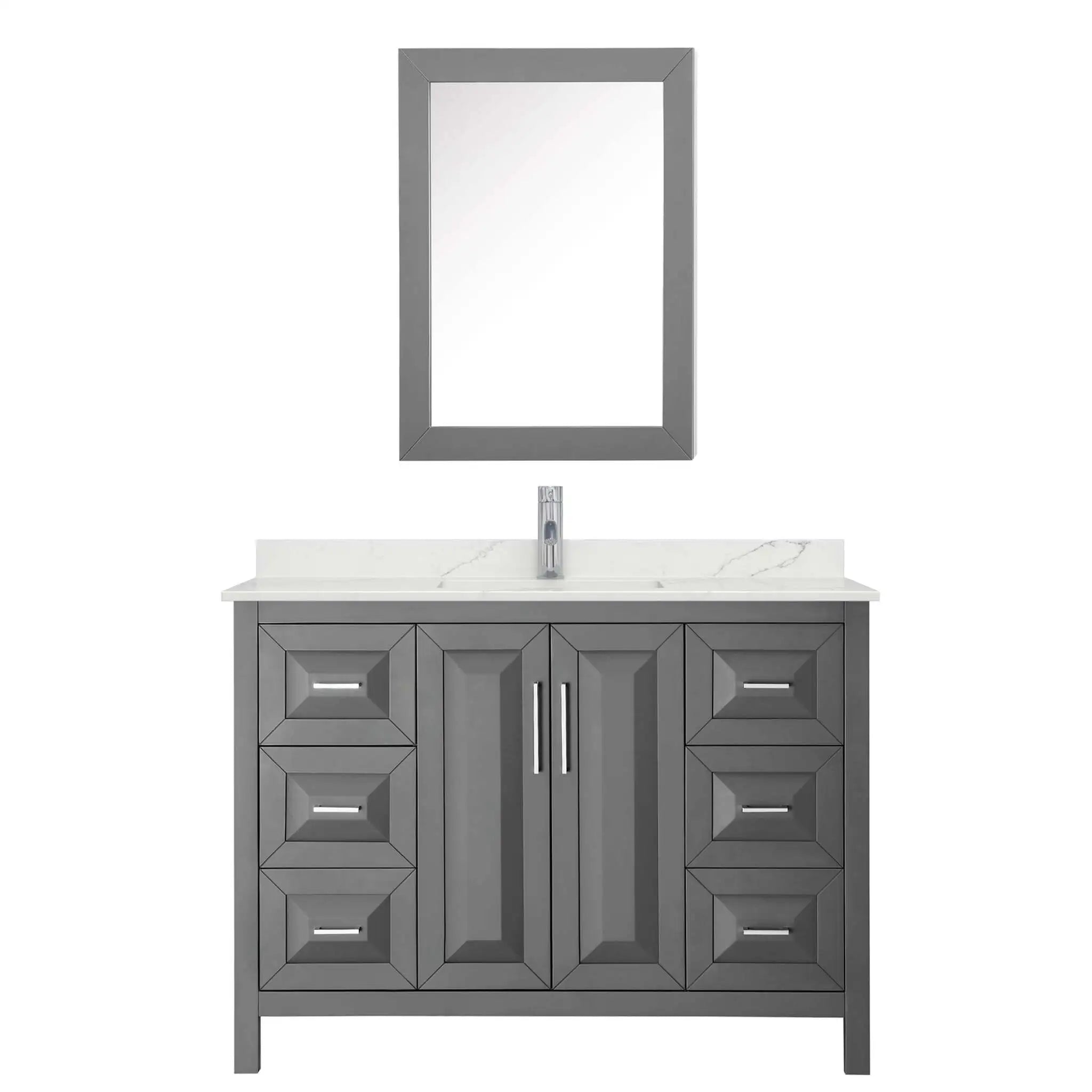 48" Daria Single Bathroom Vanity in Dark Gray with Polished Chrome Trim & Medicine Cabinet by Wyndham