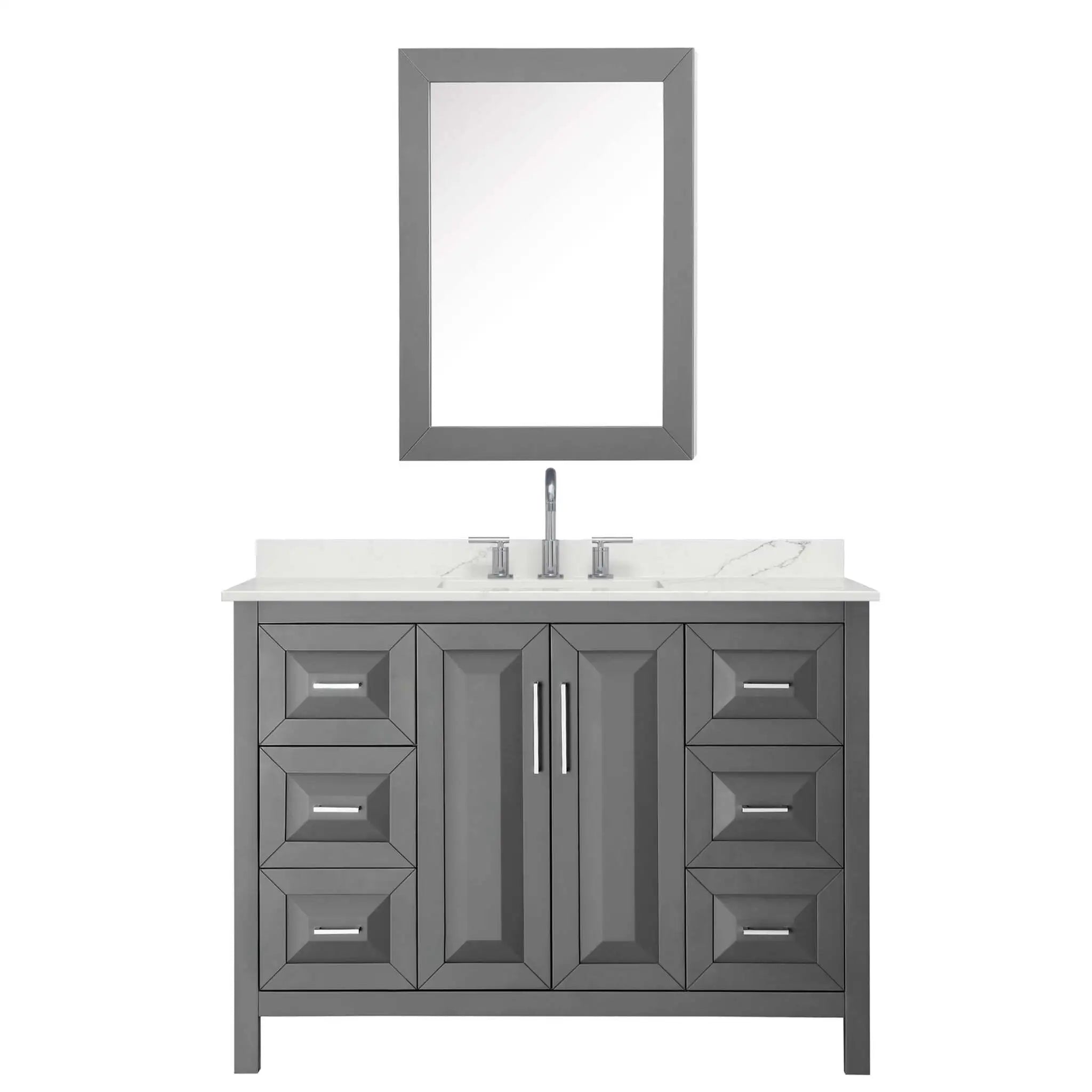 48" Daria Single Bathroom Vanity in Dark Gray with Polished Chrome Trim & Medicine Cabinet by Wyndham