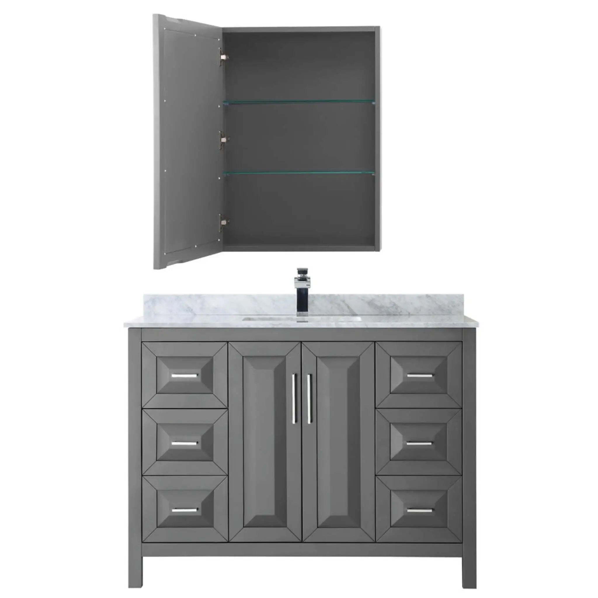 48" Daria Single Bathroom Vanity in Dark Gray with Polished Chrome Trim & Medicine Cabinet by Wyndham