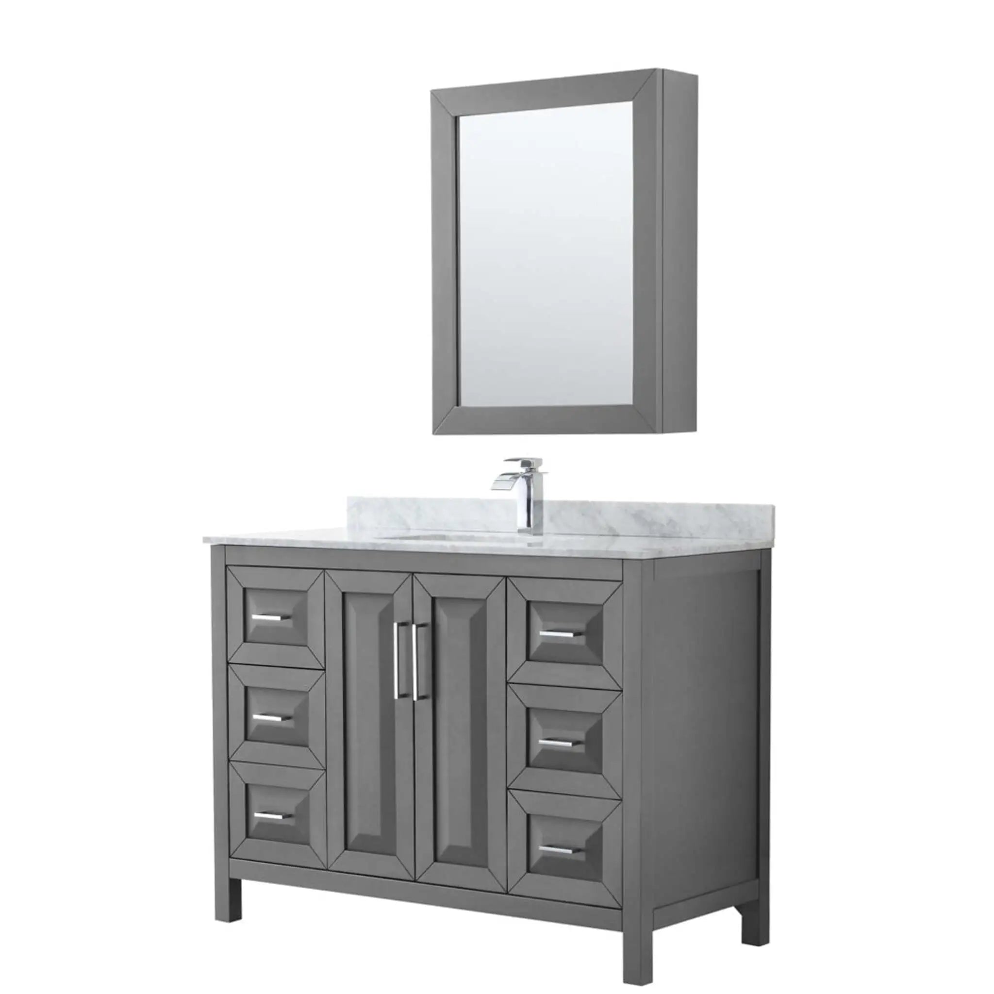 48" Daria Single Bathroom Vanity in Dark Gray with Polished Chrome Trim & Medicine Cabinet by Wyndham