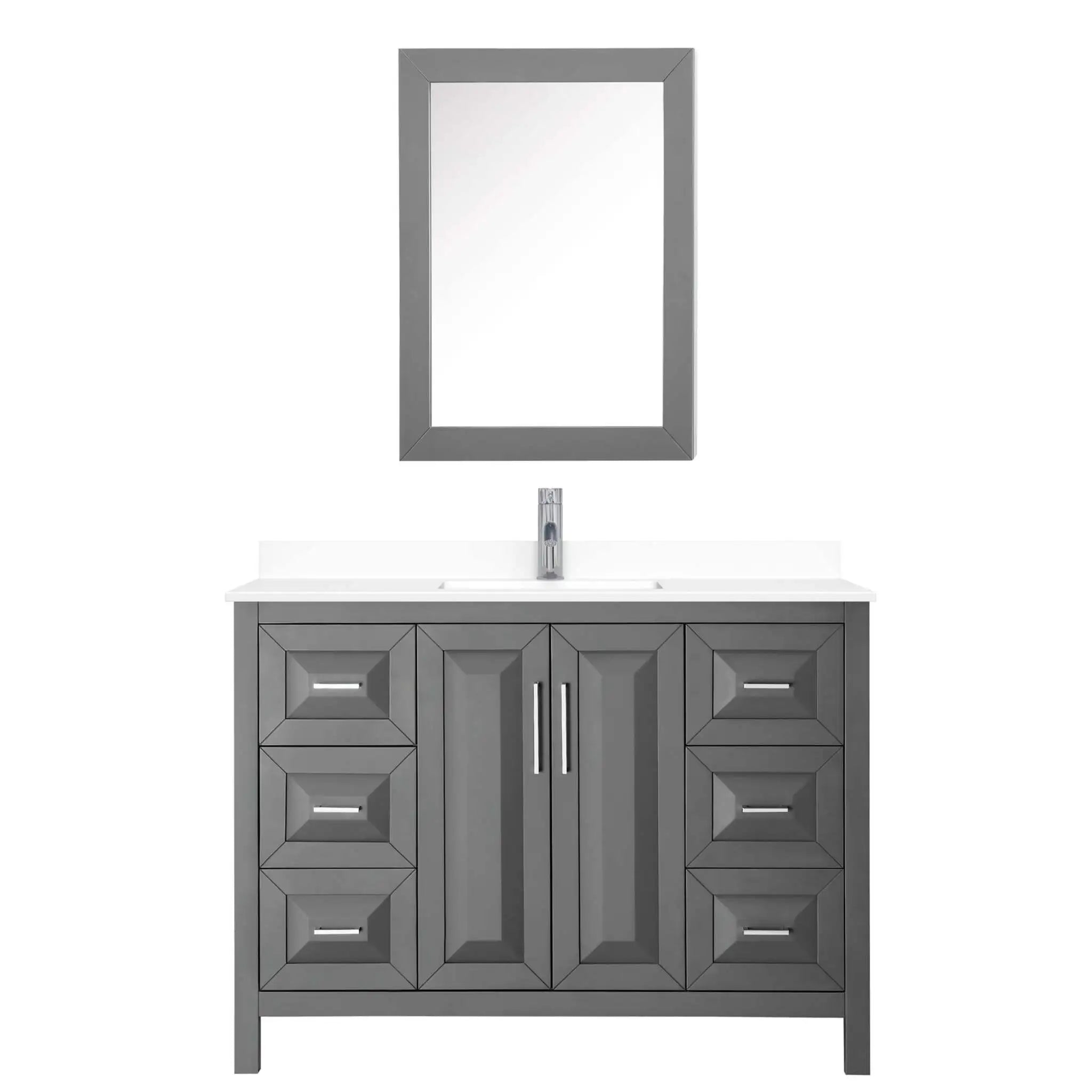 48" Daria Single Bathroom Vanity in Dark Gray with Polished Chrome Trim & Medicine Cabinet by Wyndham