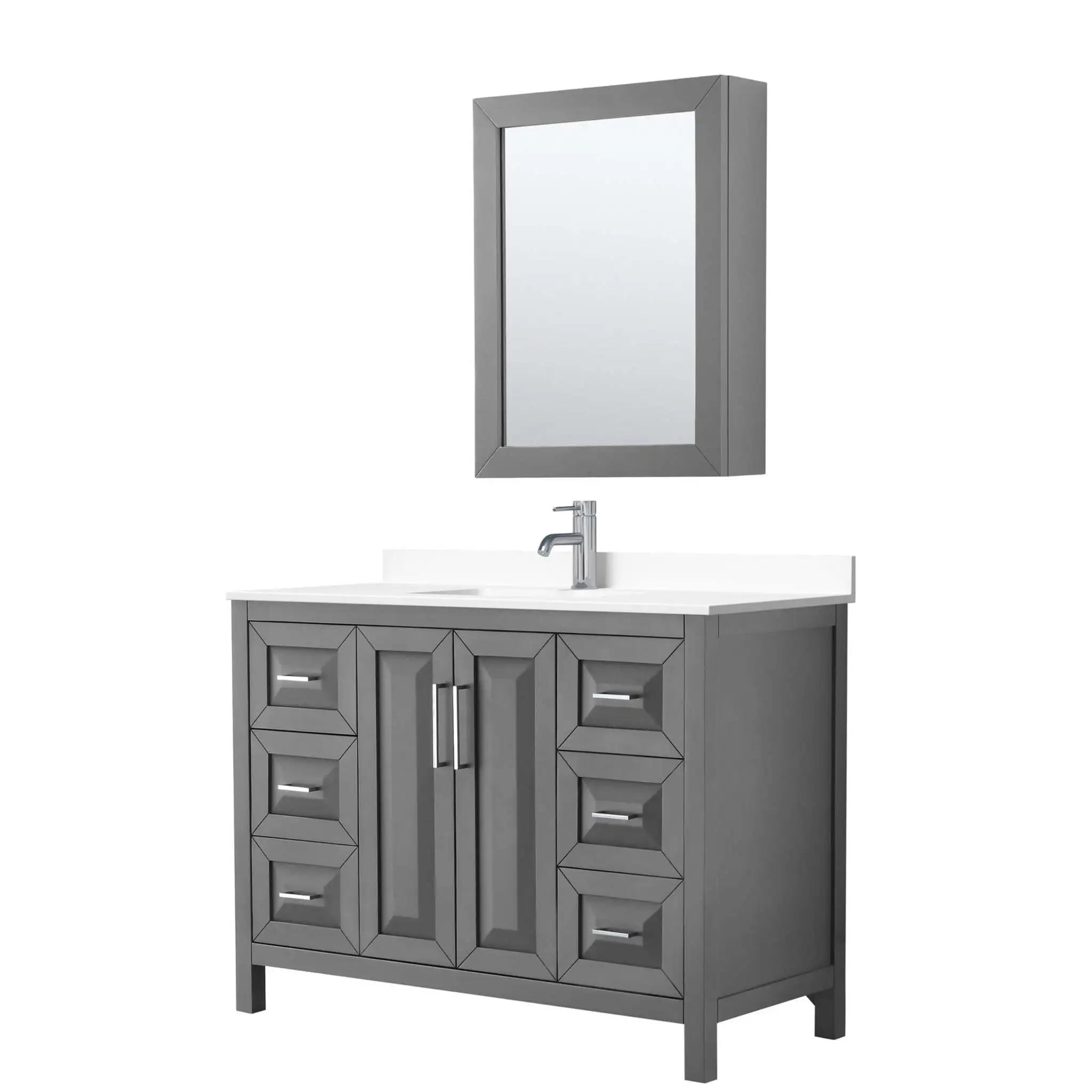 48" Daria Single Bathroom Vanity in Dark Gray with Polished Chrome Trim & Medicine Cabinet by Wyndham