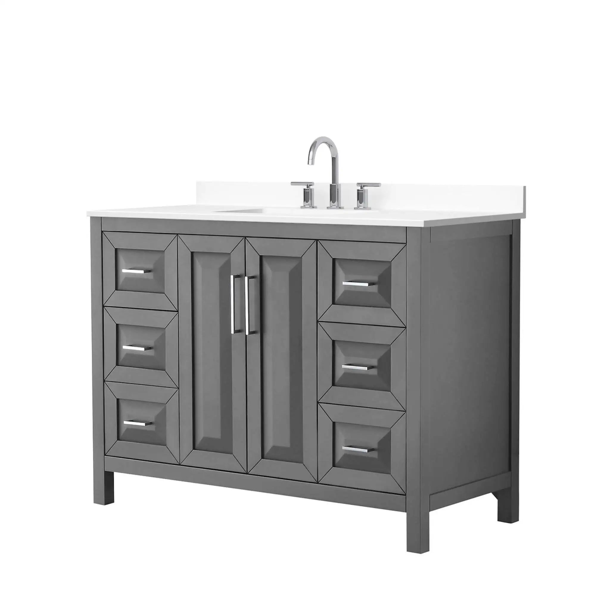 48" Daria Single Bathroom Vanity in Dark Gray with Polished Chrome Trim by Wyndham