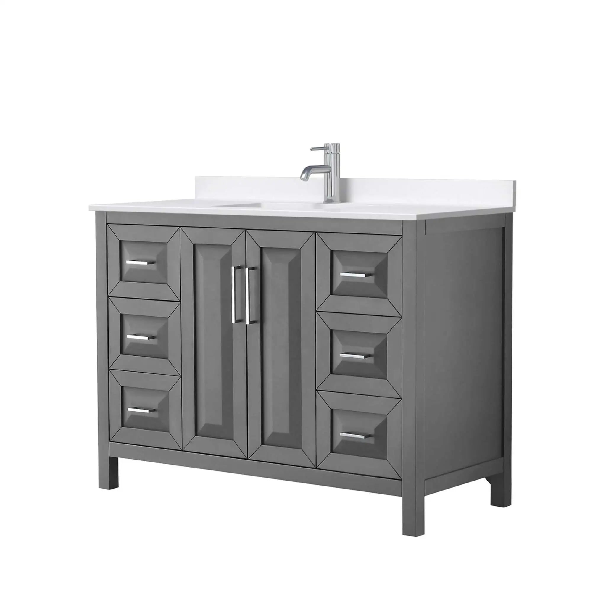 48" Daria Single Bathroom Vanity in Dark Gray with Polished Chrome Trim by Wyndham
