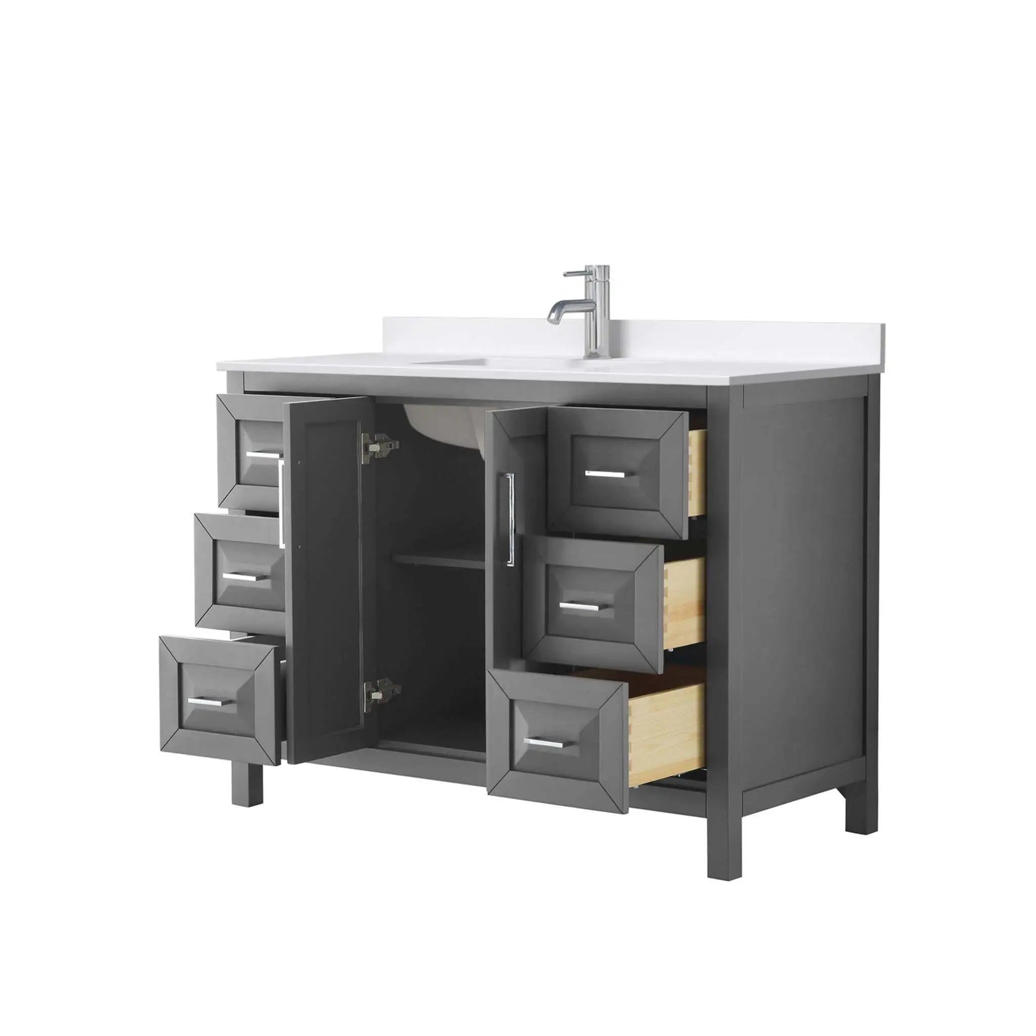 48" Daria Single Bathroom Vanity in Dark Gray with Polished Chrome Trim by Wyndham