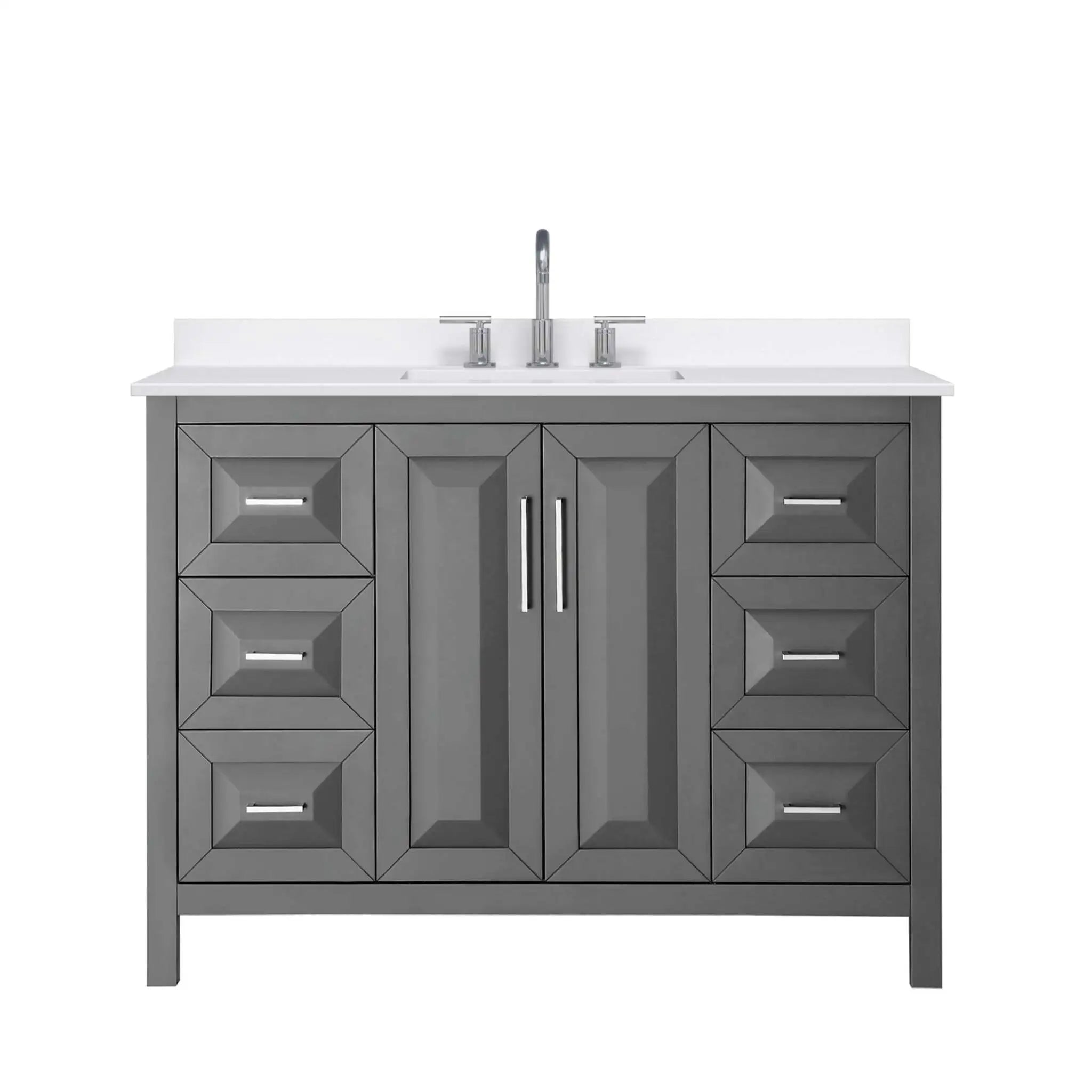 48" Daria Single Bathroom Vanity in Dark Gray with Polished Chrome Trim by Wyndham