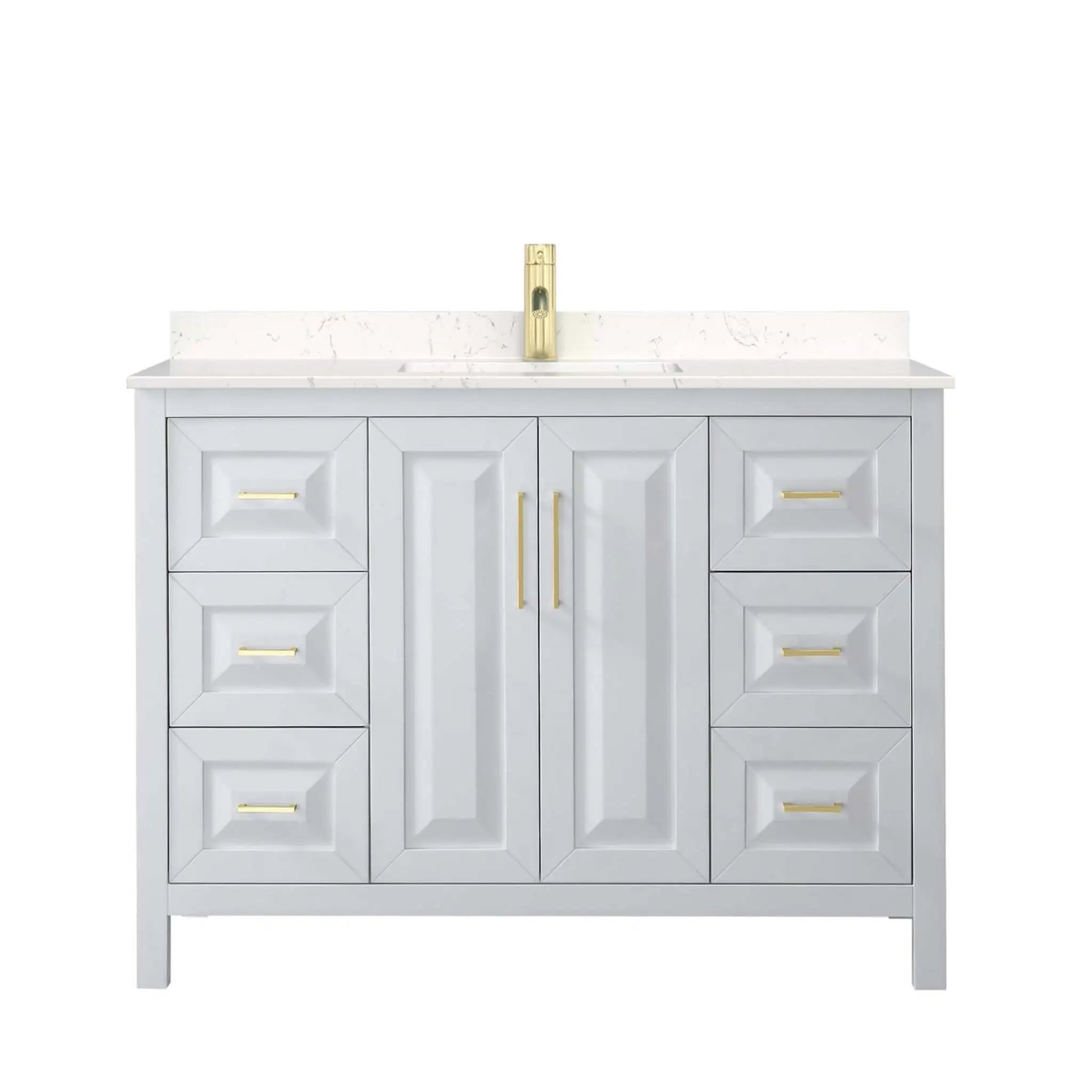 48" Daria Single Bathroom Vanity in White with Brushed Gold Trim by Wyndham