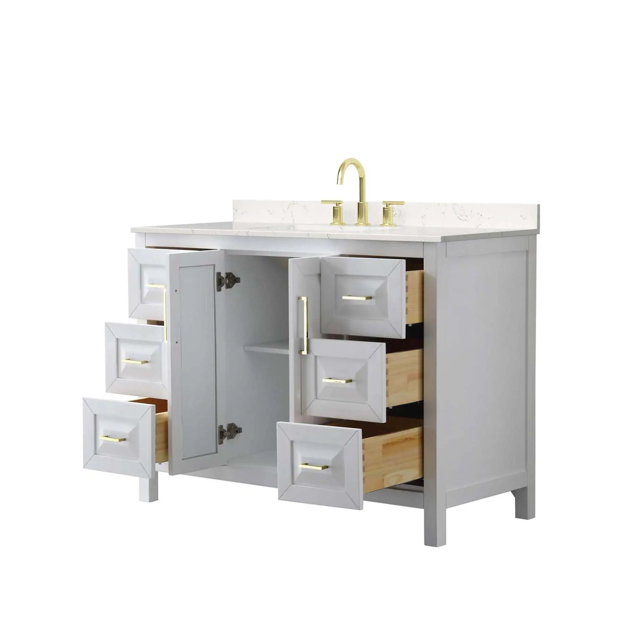 48" Daria Single Bathroom Vanity in White with Brushed Gold Trim by Wyndham