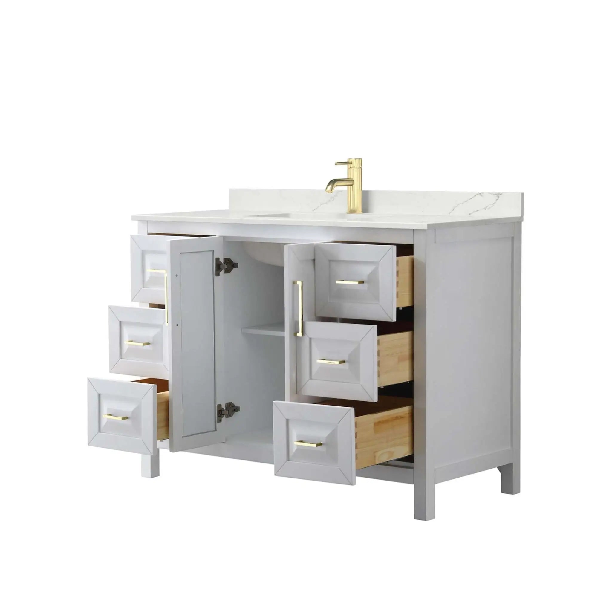 48" Daria Single Bathroom Vanity in White with Brushed Gold Trim by Wyndham