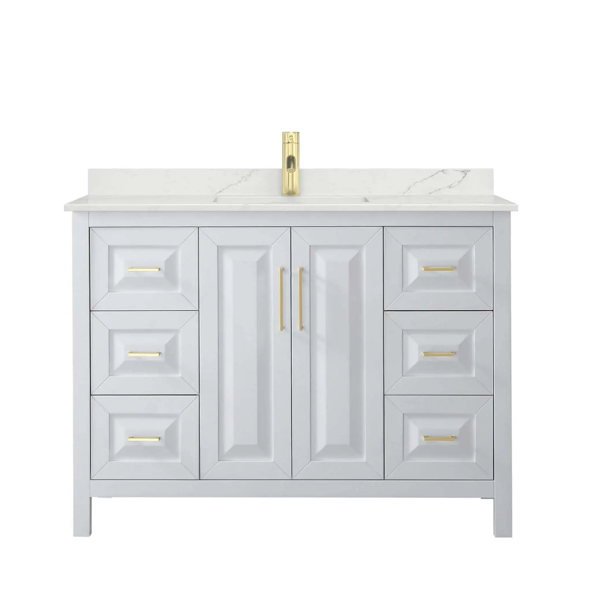 48" Daria Single Bathroom Vanity in White with Brushed Gold Trim by Wyndham