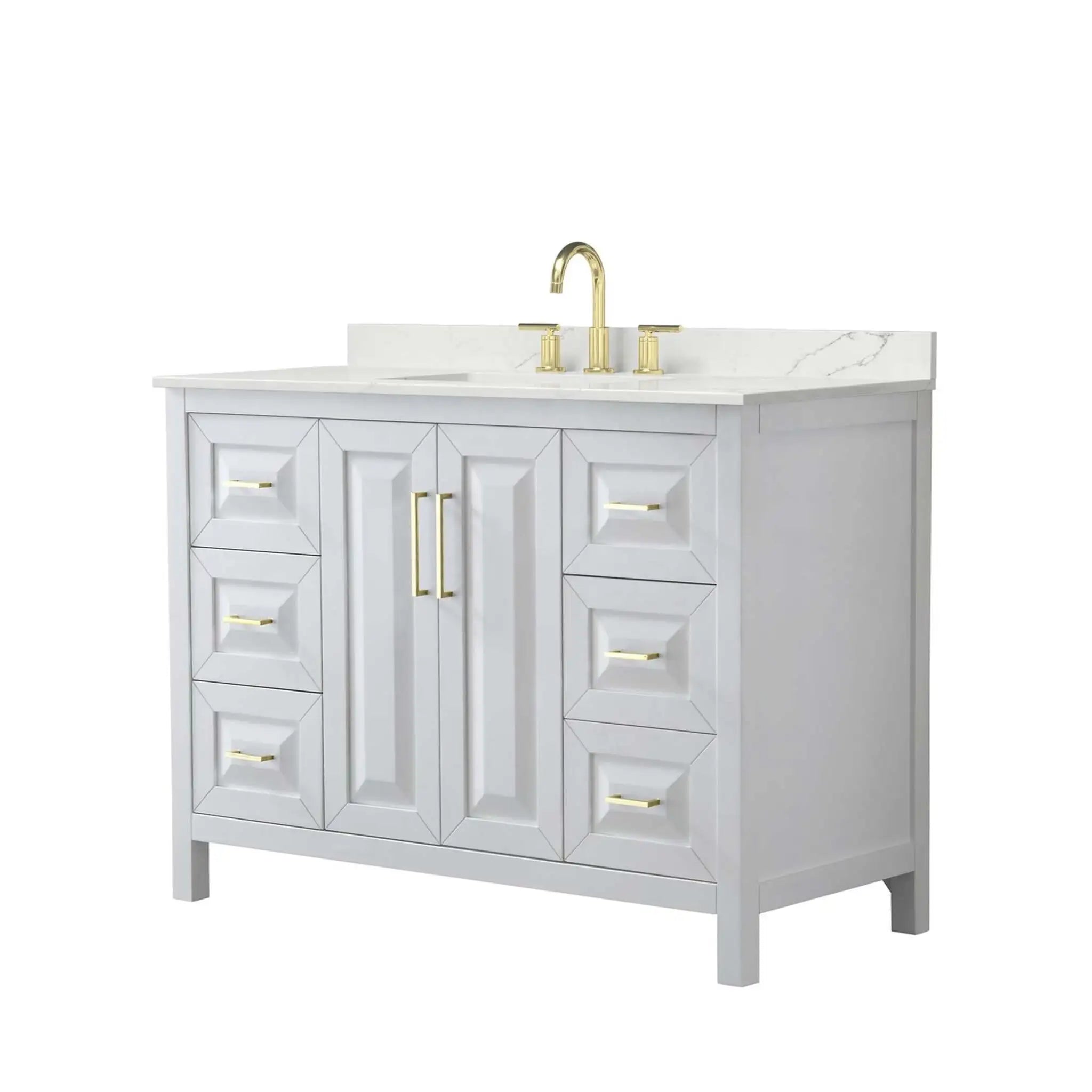 48" Daria Single Bathroom Vanity in White with Brushed Gold Trim by Wyndham