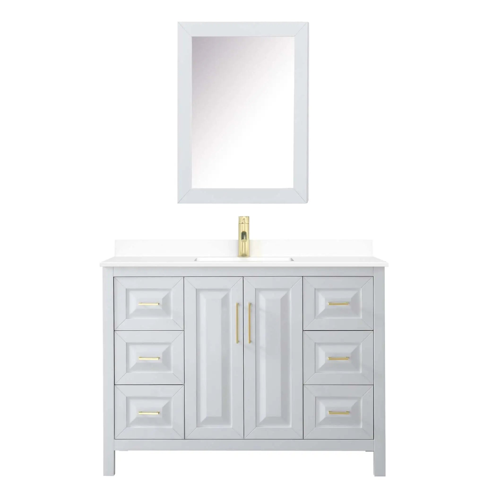 48" Daria Single Bathroom Vanity in White with Brushed Gold Trim & Medicine Cabinet by Wyndham