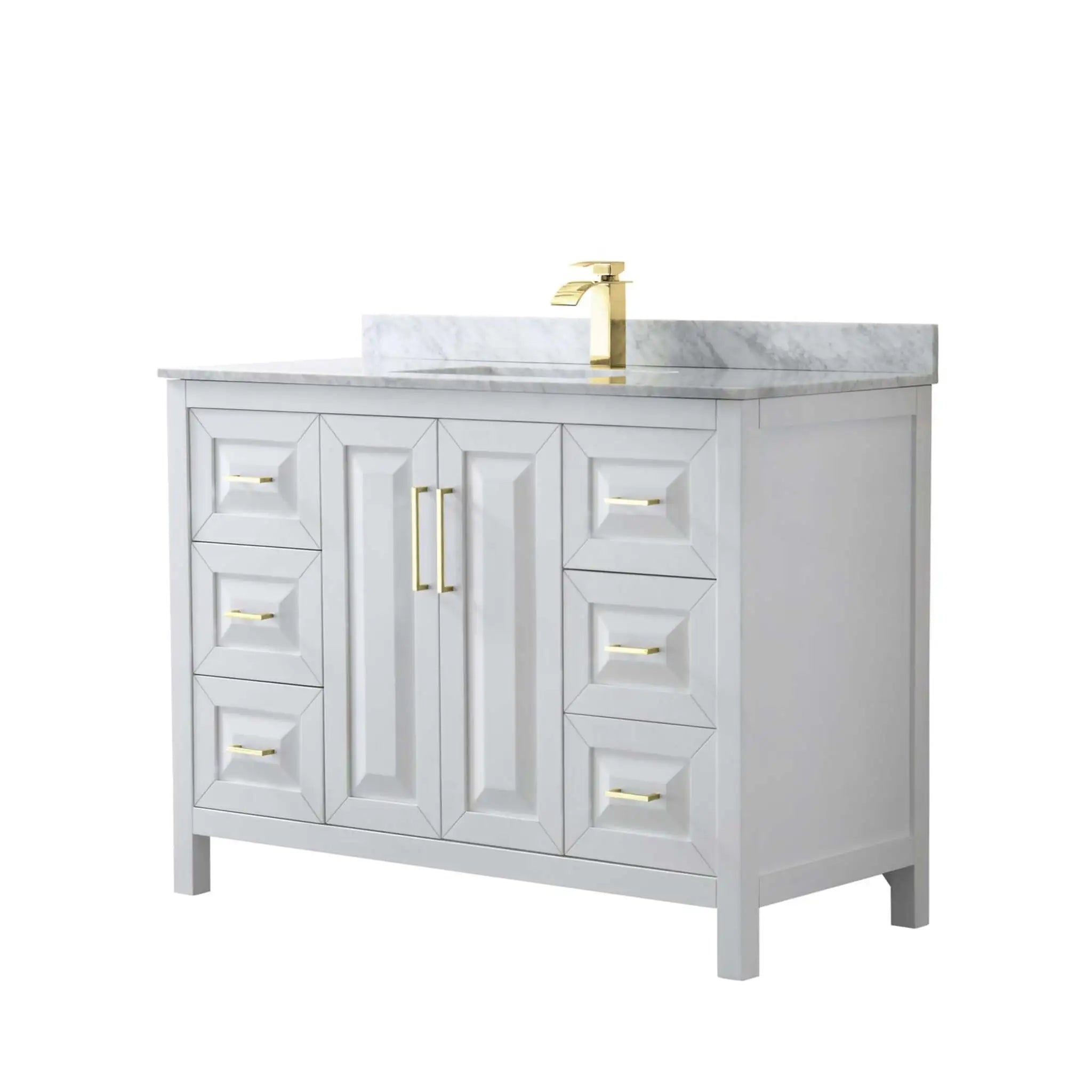 48" Daria Single Bathroom Vanity in White with Brushed Gold Trim by Wyndham