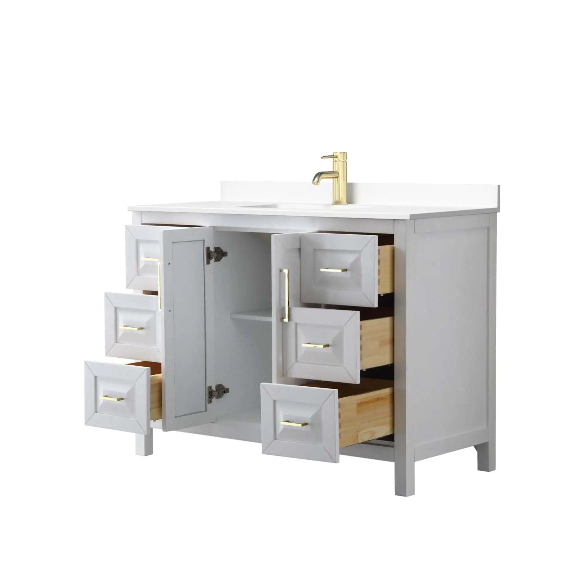 48" Daria Single Bathroom Vanity in White with Brushed Gold Trim by Wyndham