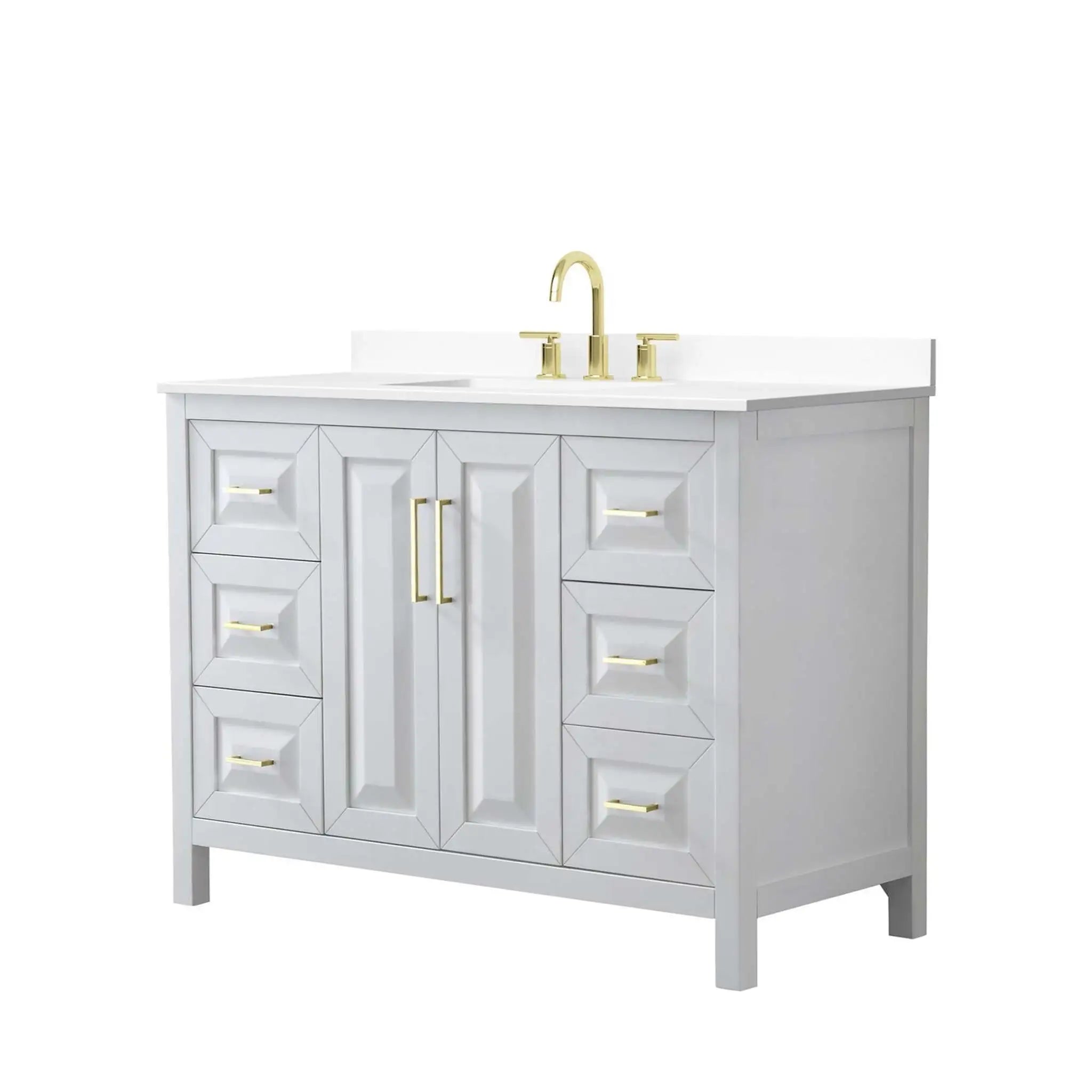 48" Daria Single Bathroom Vanity in White with Brushed Gold Trim by Wyndham