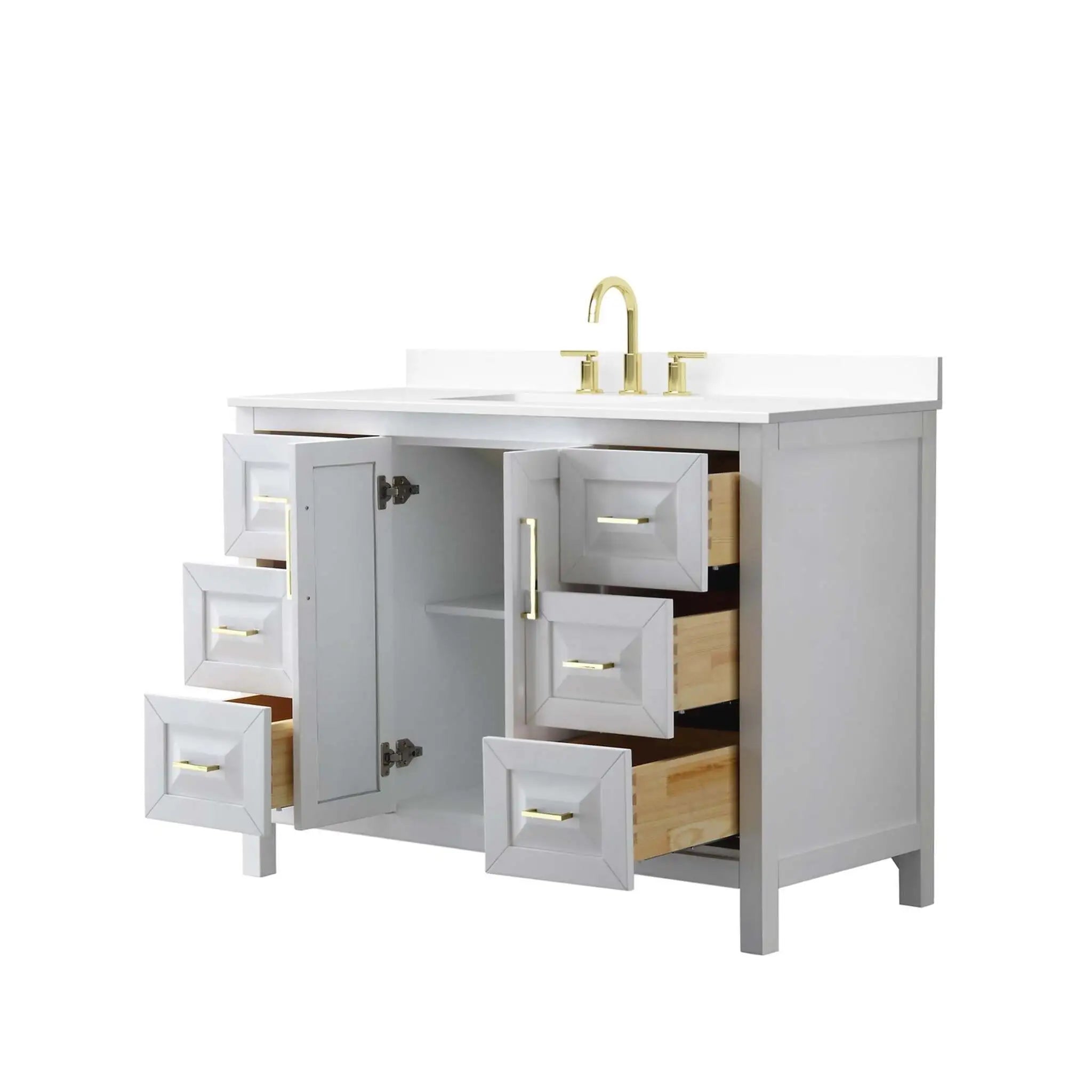 48" Daria Single Bathroom Vanity in White with Brushed Gold Trim by Wyndham