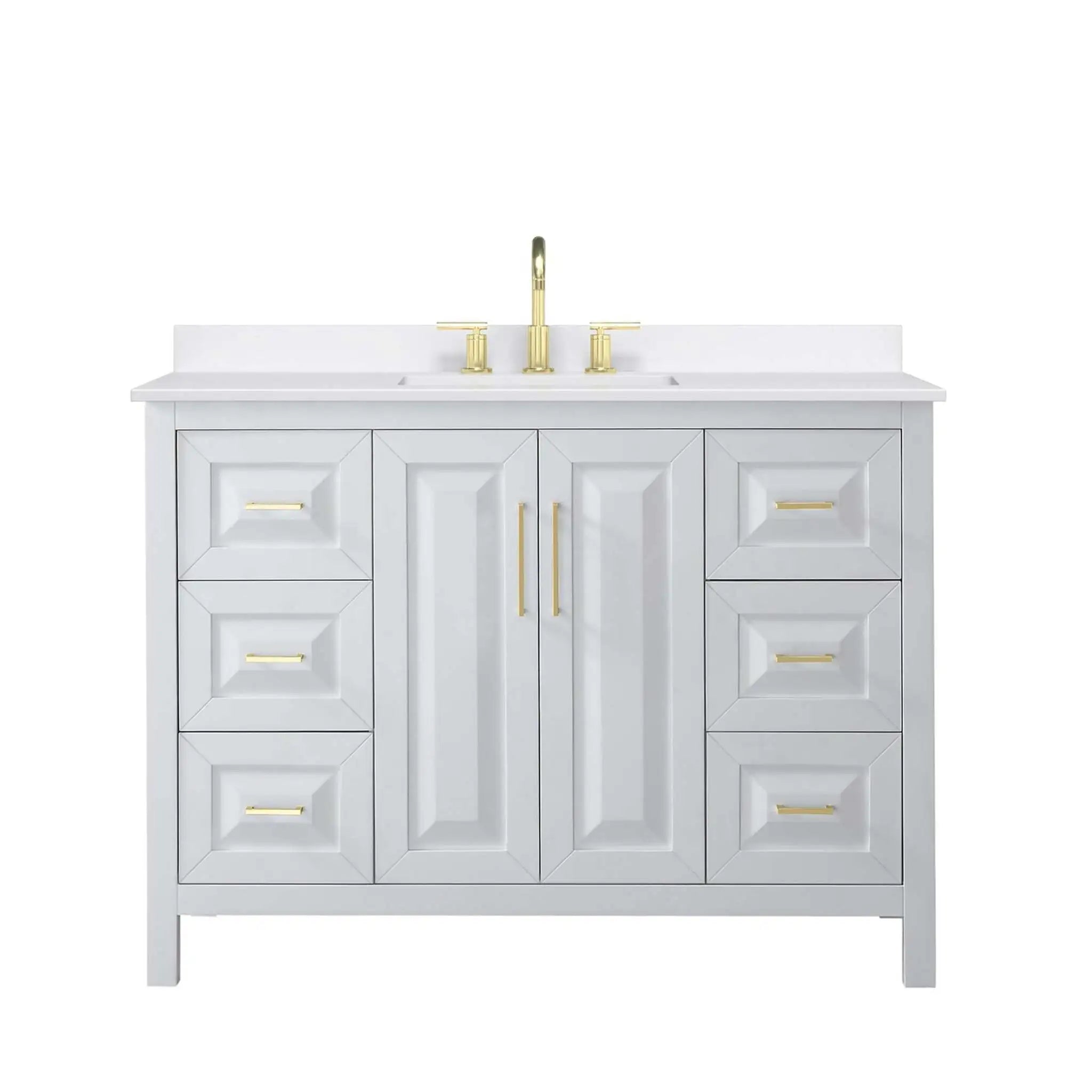48" Daria Single Bathroom Vanity in White with Brushed Gold Trim by Wyndham