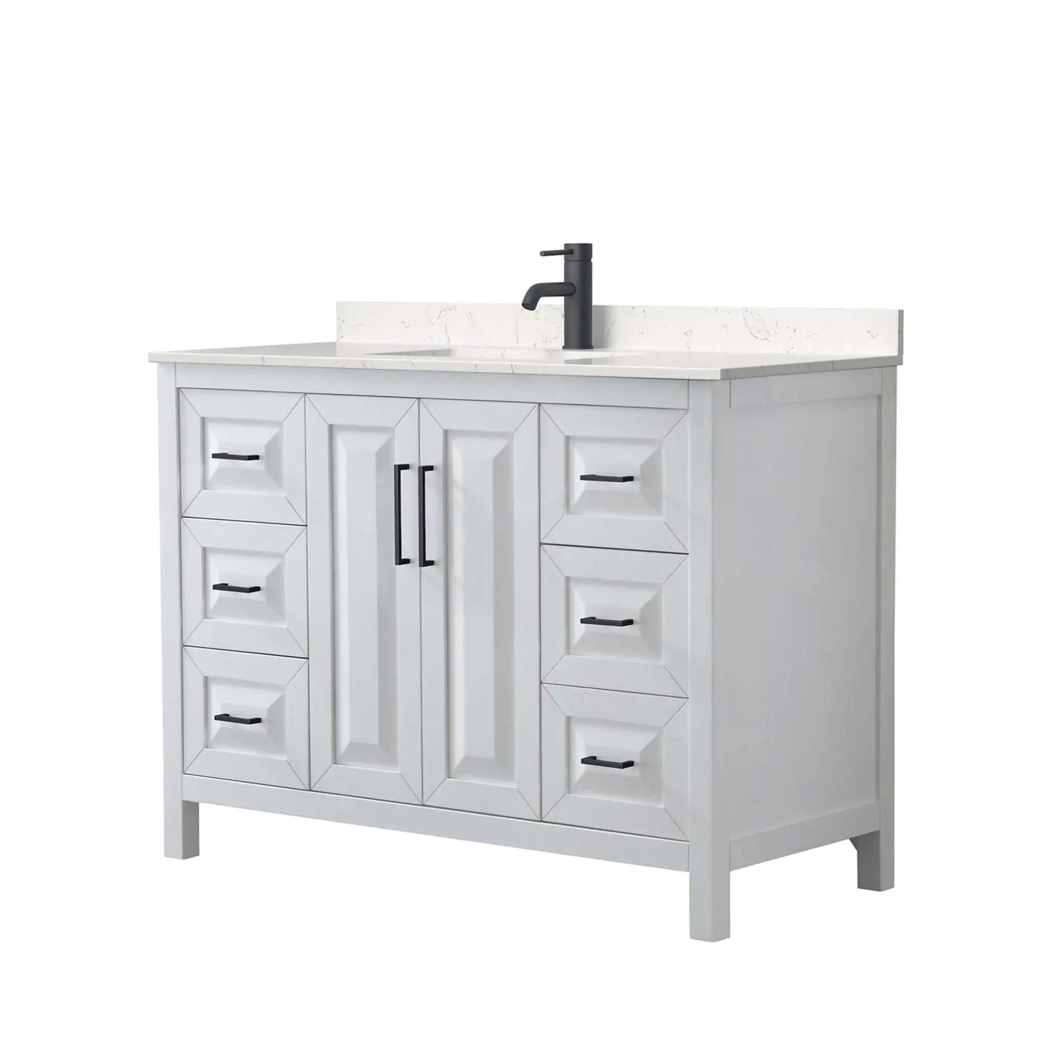 48" Daria Single Bathroom Vanity in White with Matte Black Trim by Wyndham