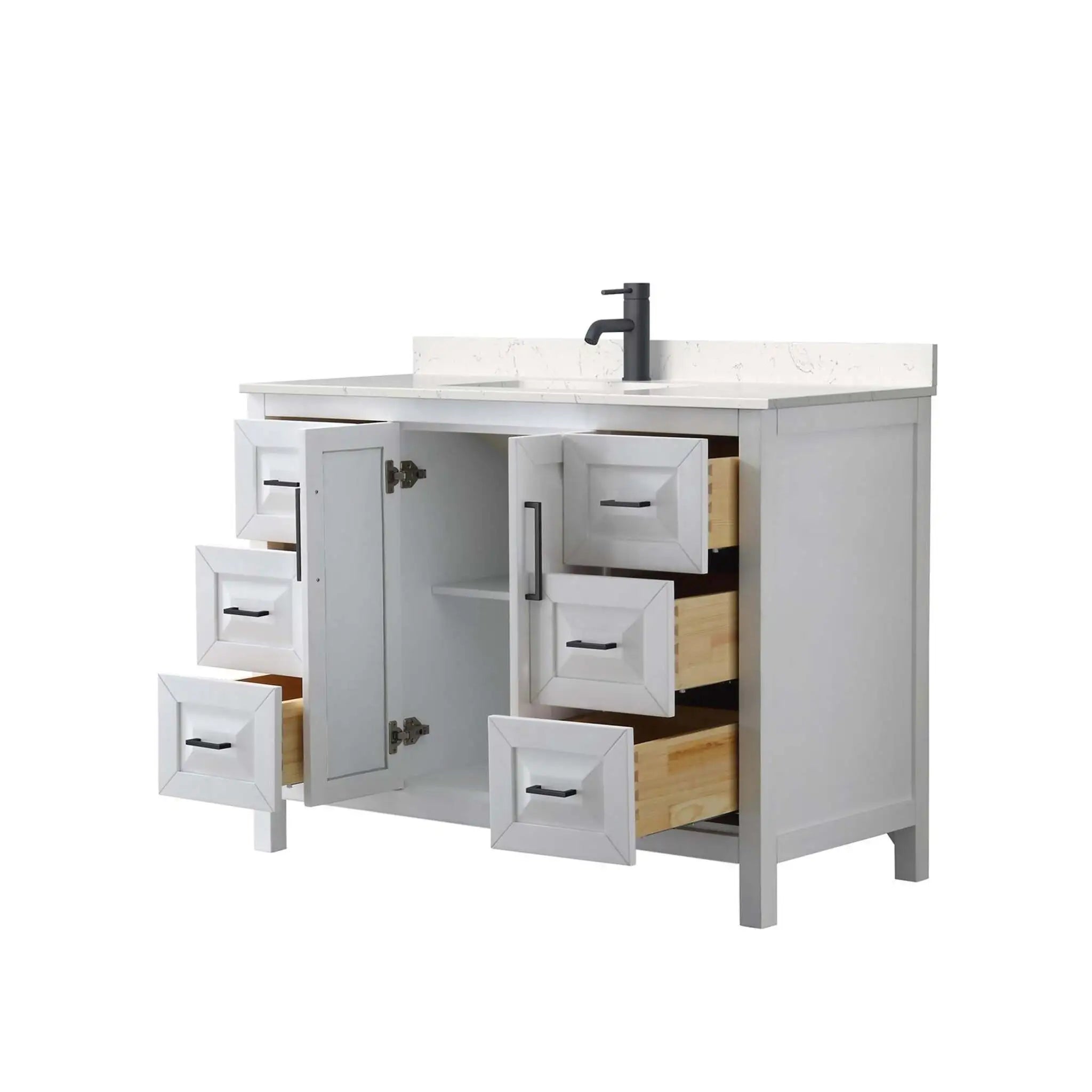 48" Daria Single Bathroom Vanity in White with Matte Black Trim by Wyndham
