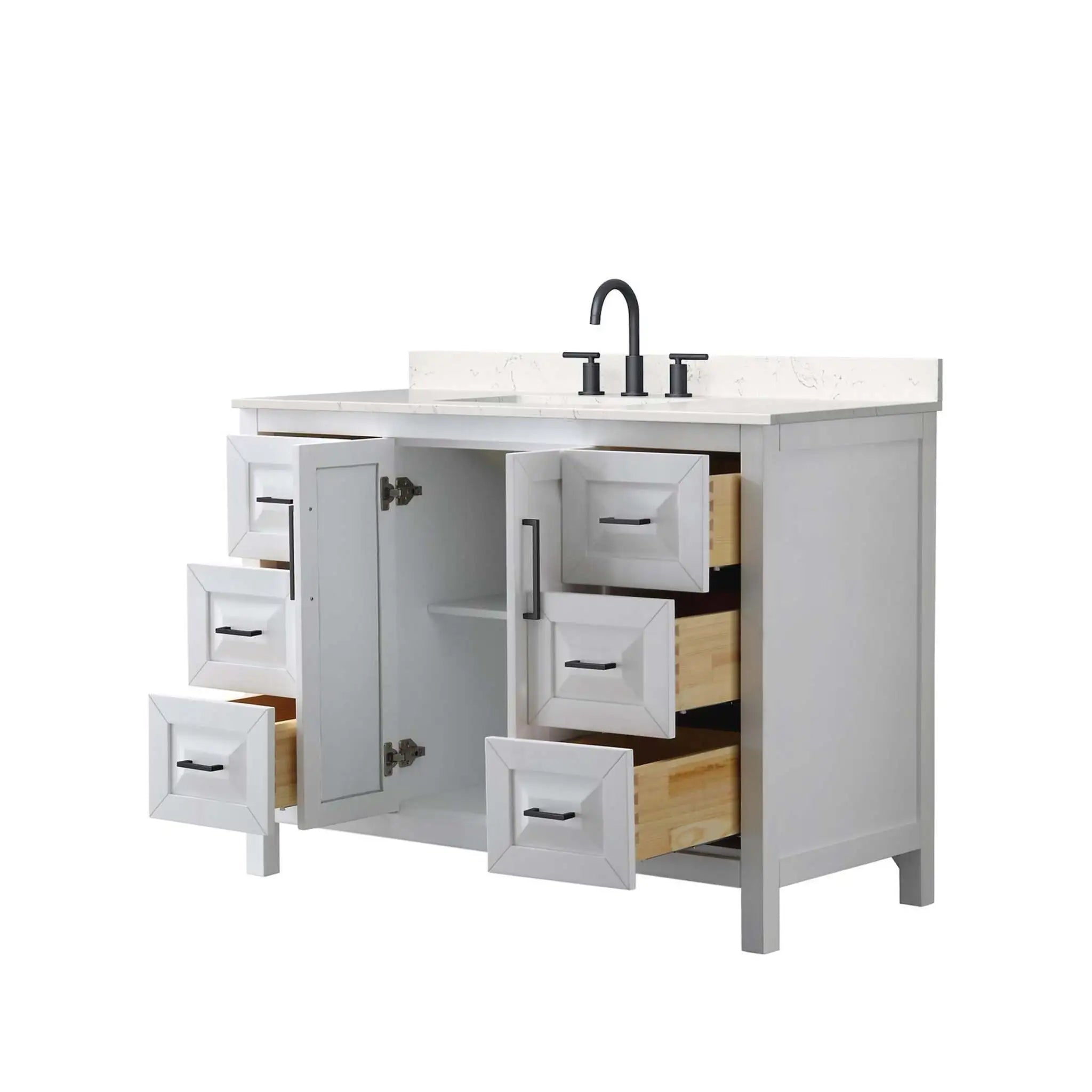 48" Daria Single Bathroom Vanity in White with Matte Black Trim by Wyndham