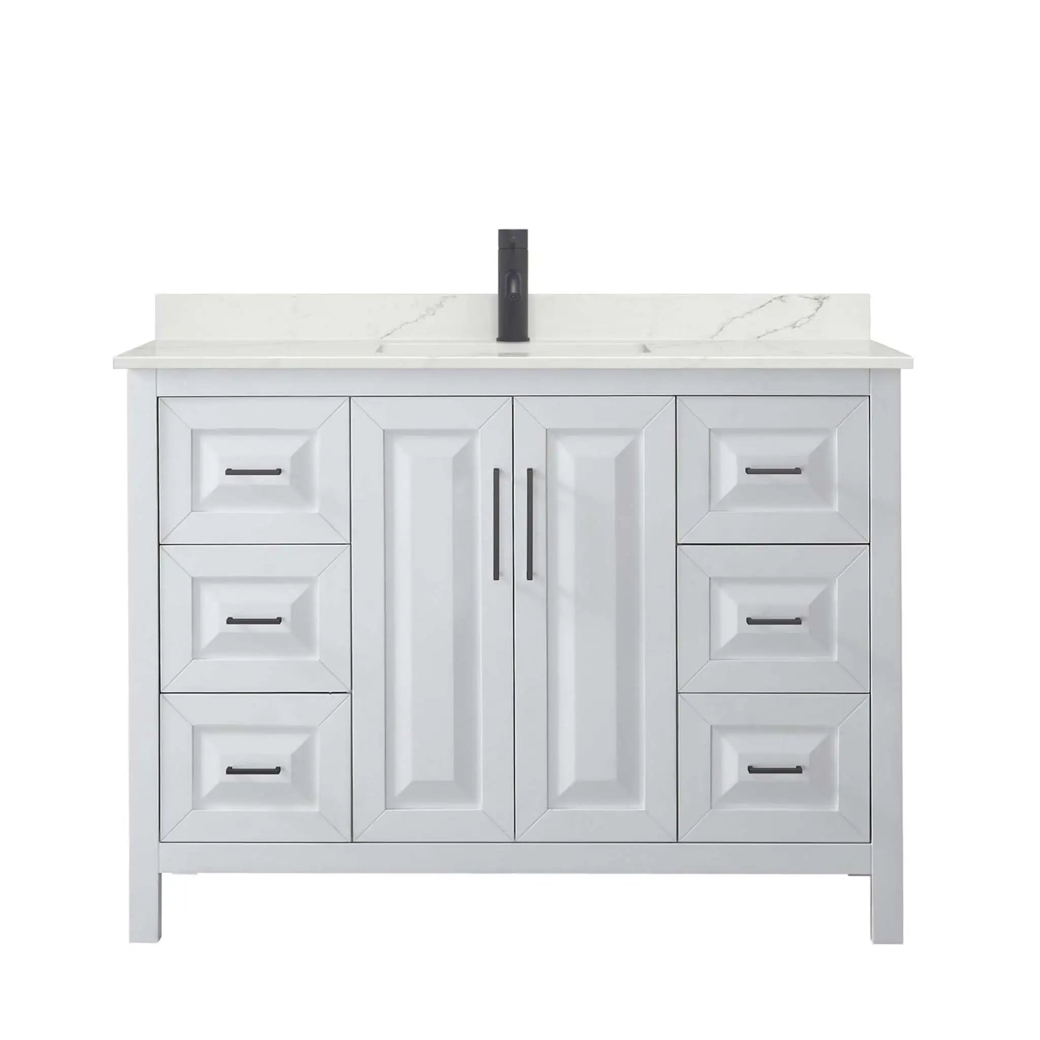 48" Daria Single Bathroom Vanity in White with Matte Black Trim by Wyndham