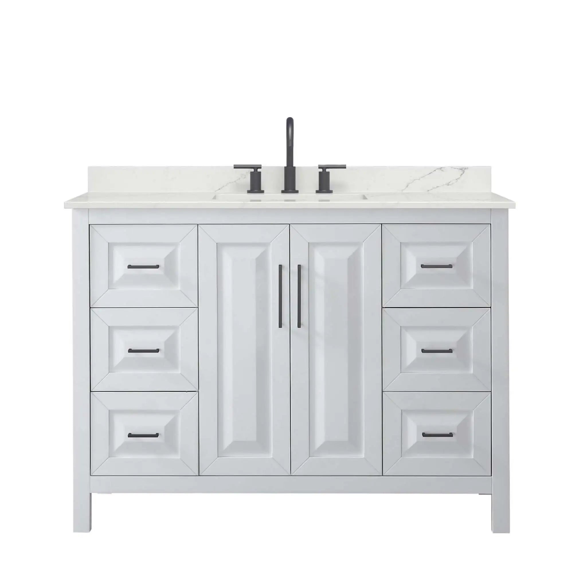 48" Daria Single Bathroom Vanity in White with Matte Black Trim by Wyndham