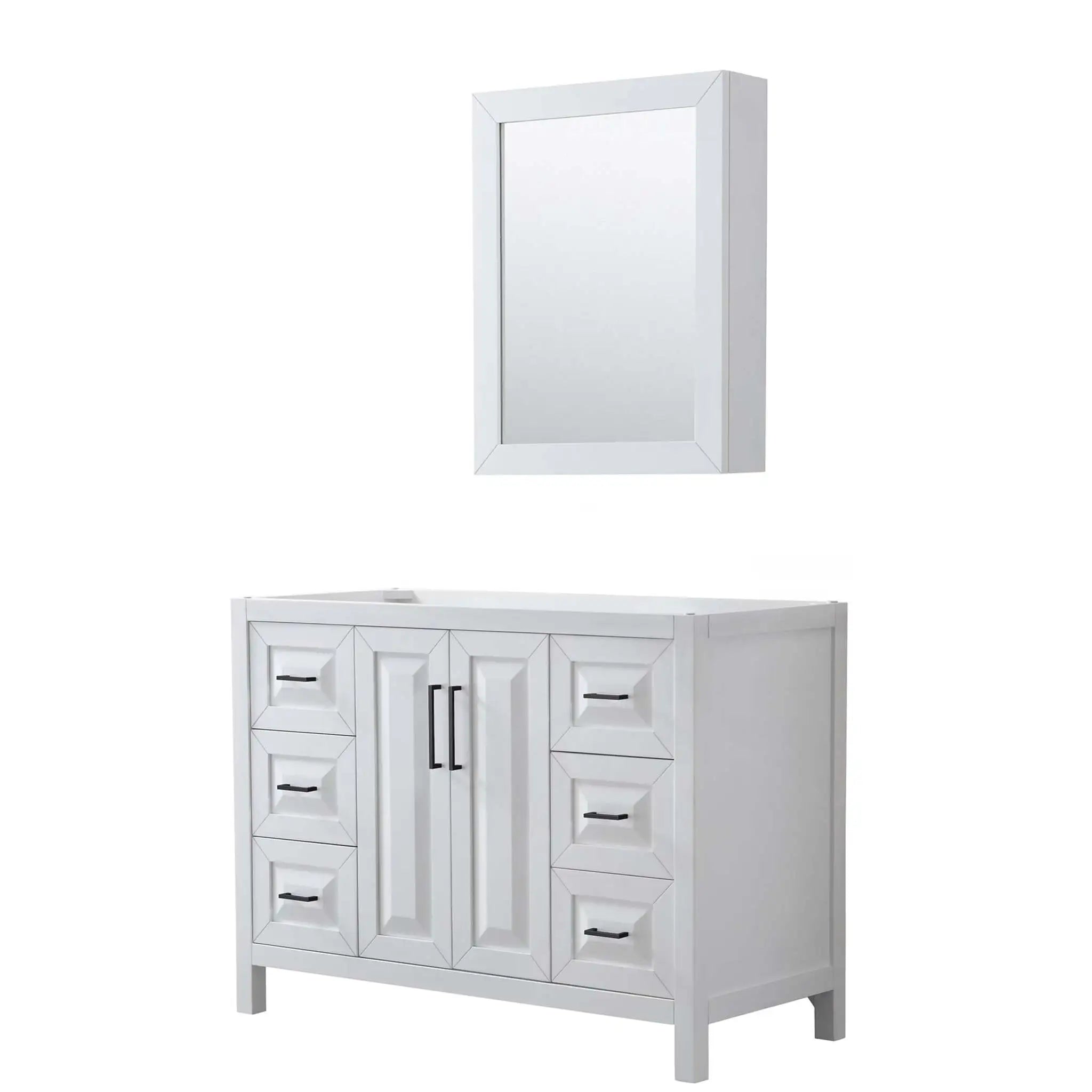 48" Daria Single Bathroom Vanity in White with Matte Black Trim & Medicine Cabinet by Wyndham