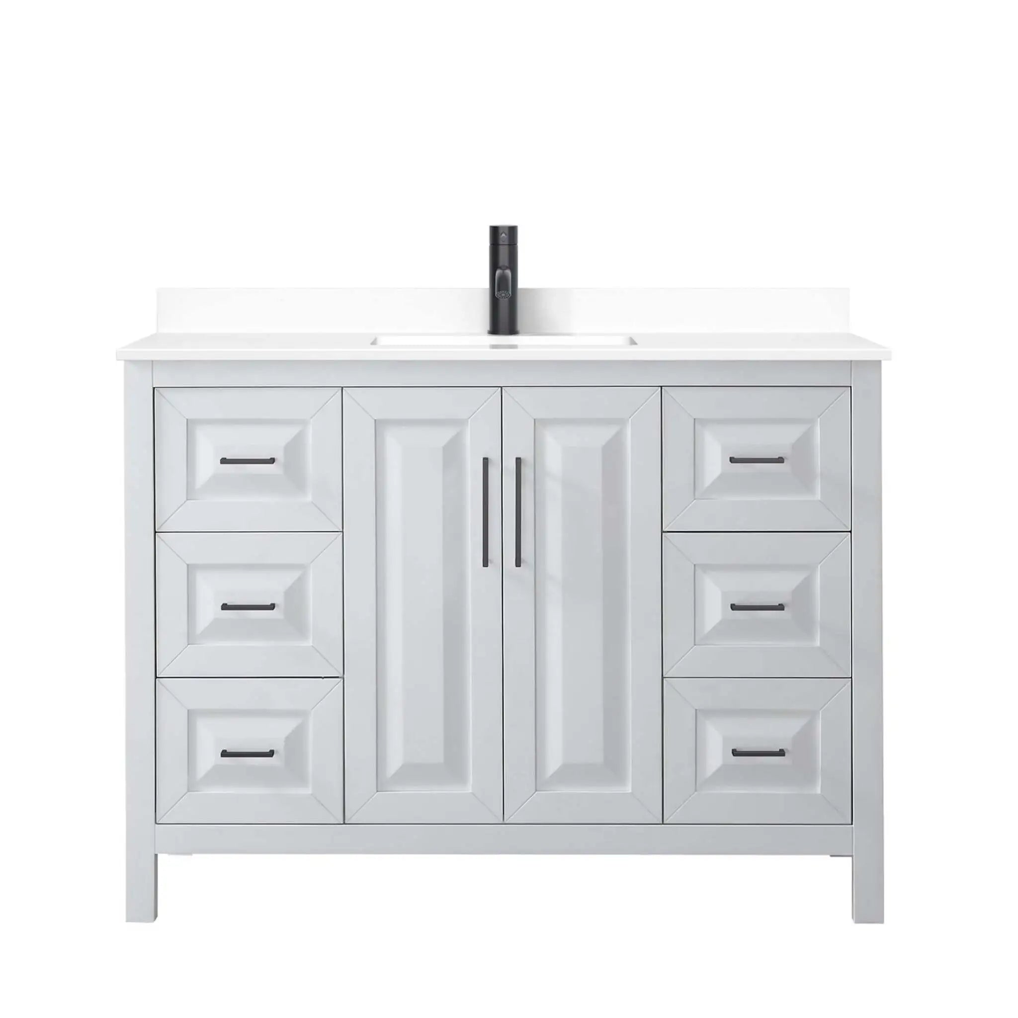 48" Daria Single Bathroom Vanity in White with Matte Black Trim by Wyndham