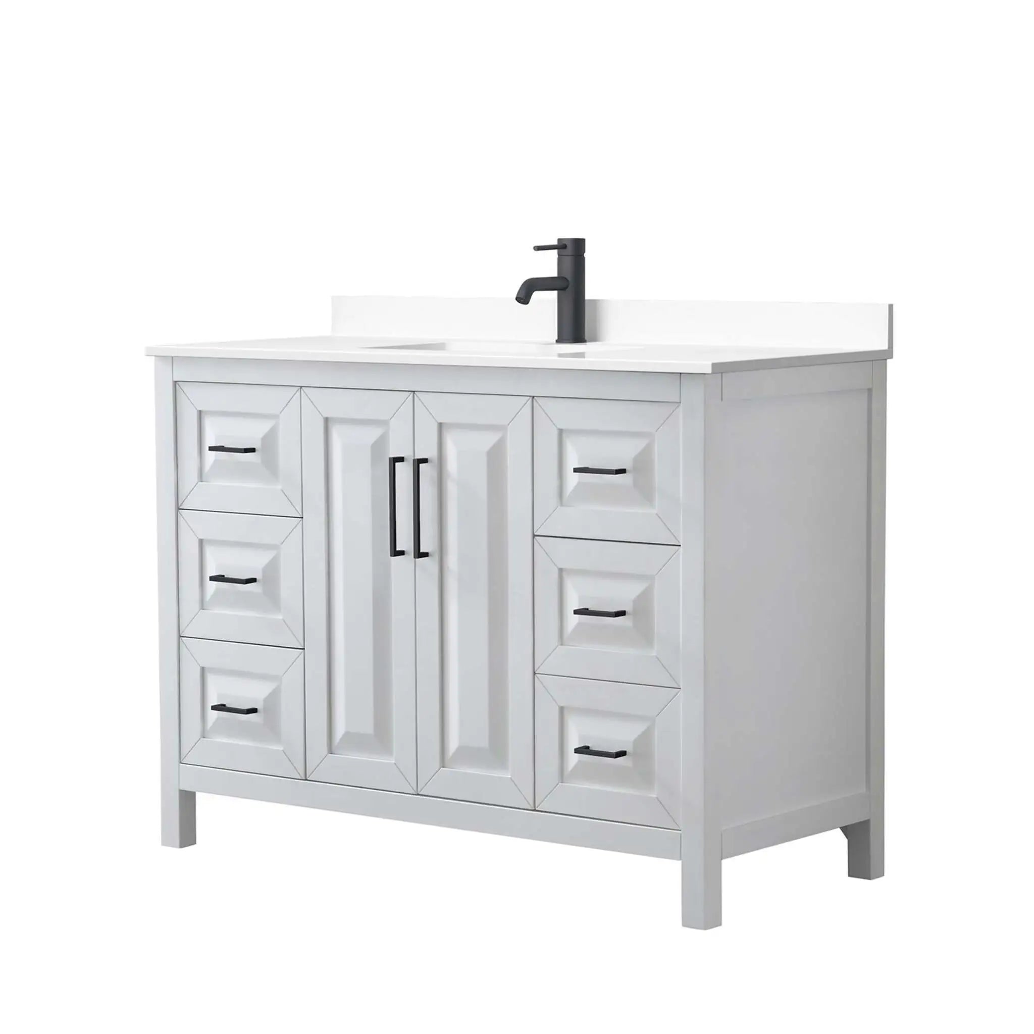 48" Daria Single Bathroom Vanity in White with Matte Black Trim by Wyndham