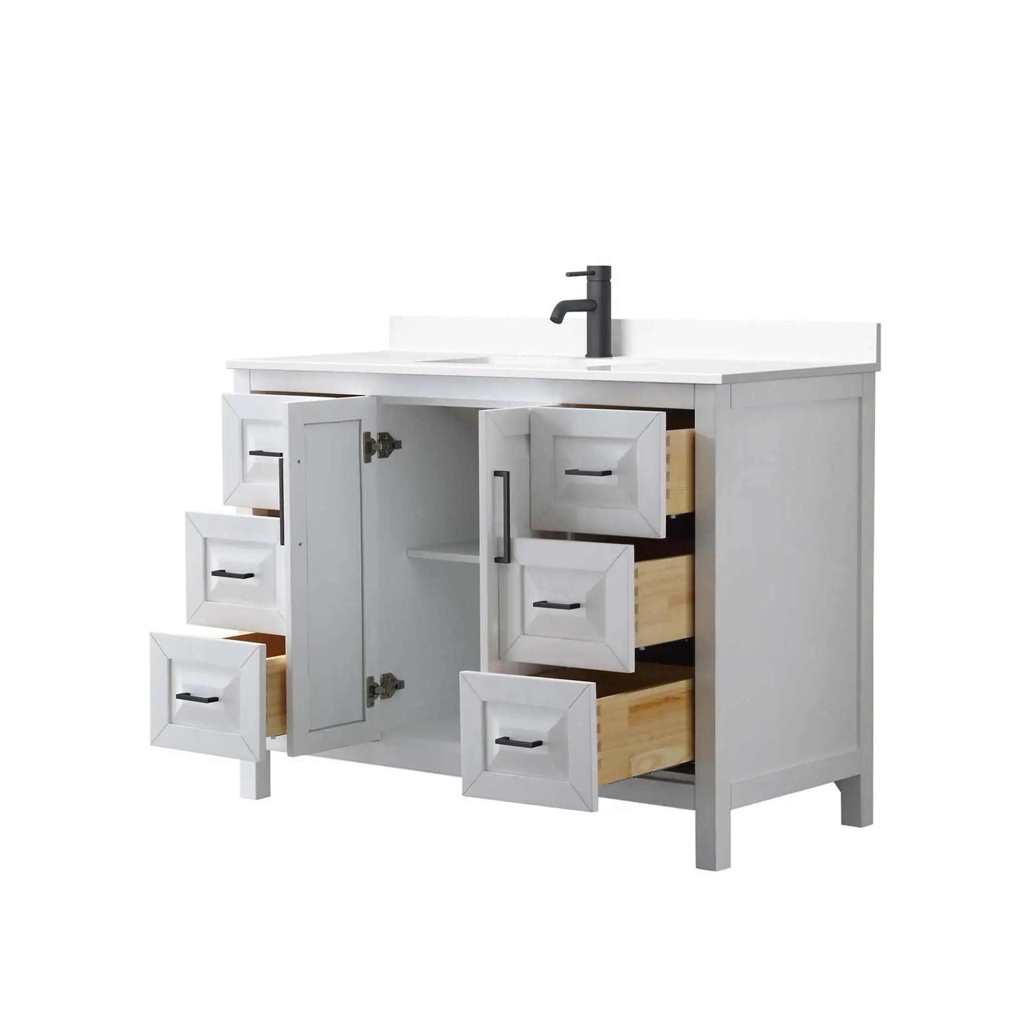 48" Daria Single Bathroom Vanity in White with Matte Black Trim by Wyndham