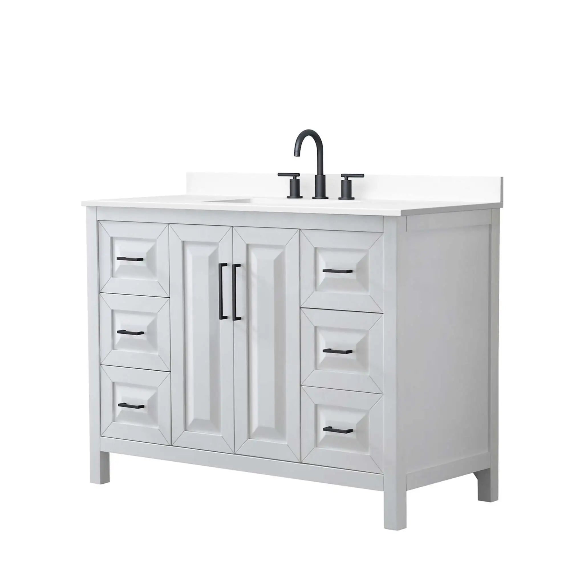 48" Daria Single Bathroom Vanity in White with Matte Black Trim by Wyndham