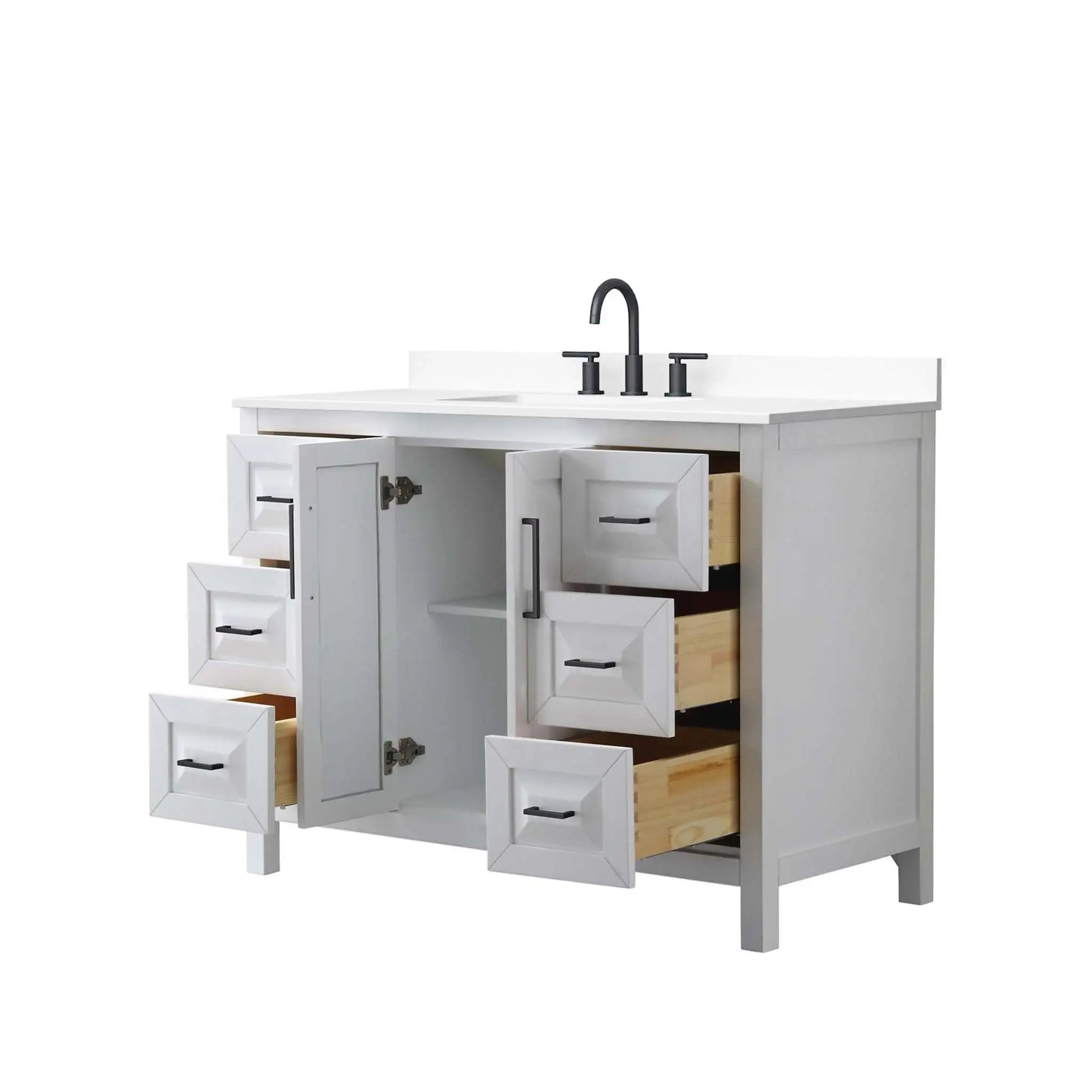 48" Daria Single Bathroom Vanity in White with Matte Black Trim by Wyndham