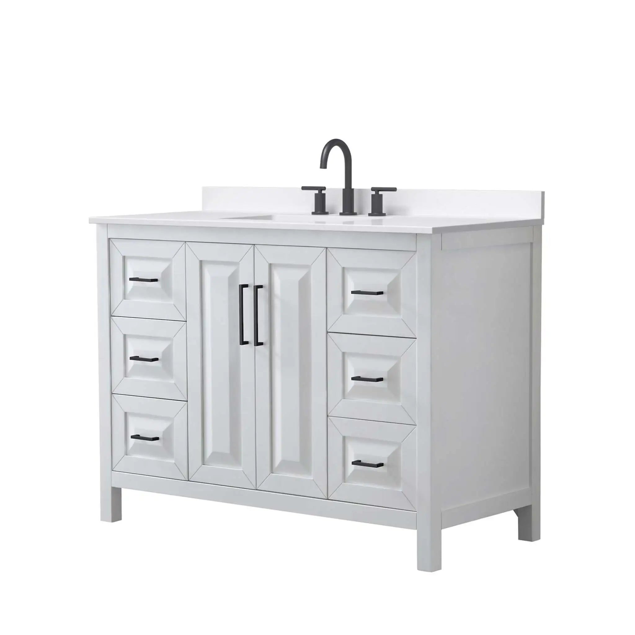 48" Daria Single Bathroom Vanity in White with Matte Black Trim by Wyndham