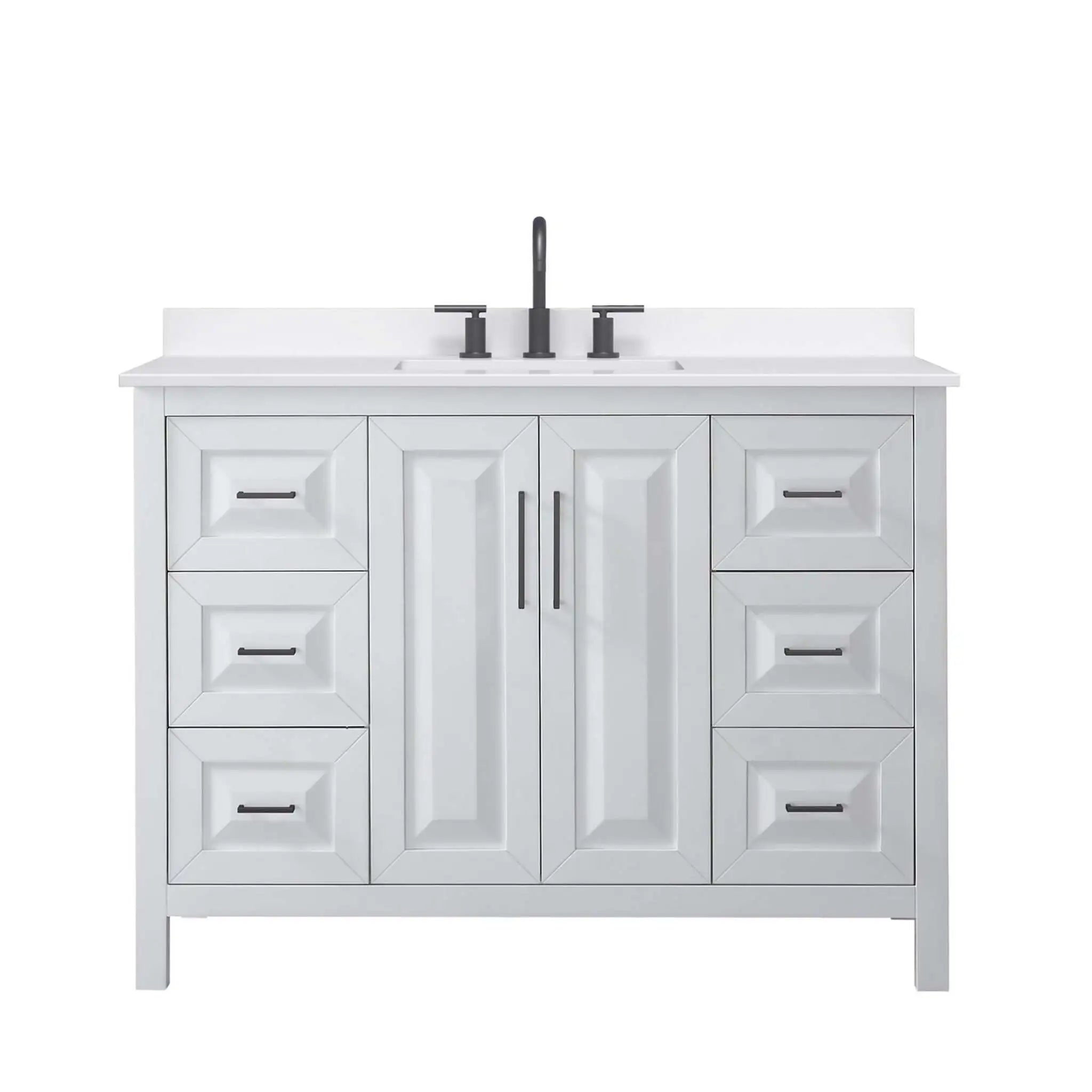 48" Daria Single Bathroom Vanity in White with Matte Black Trim by Wyndham