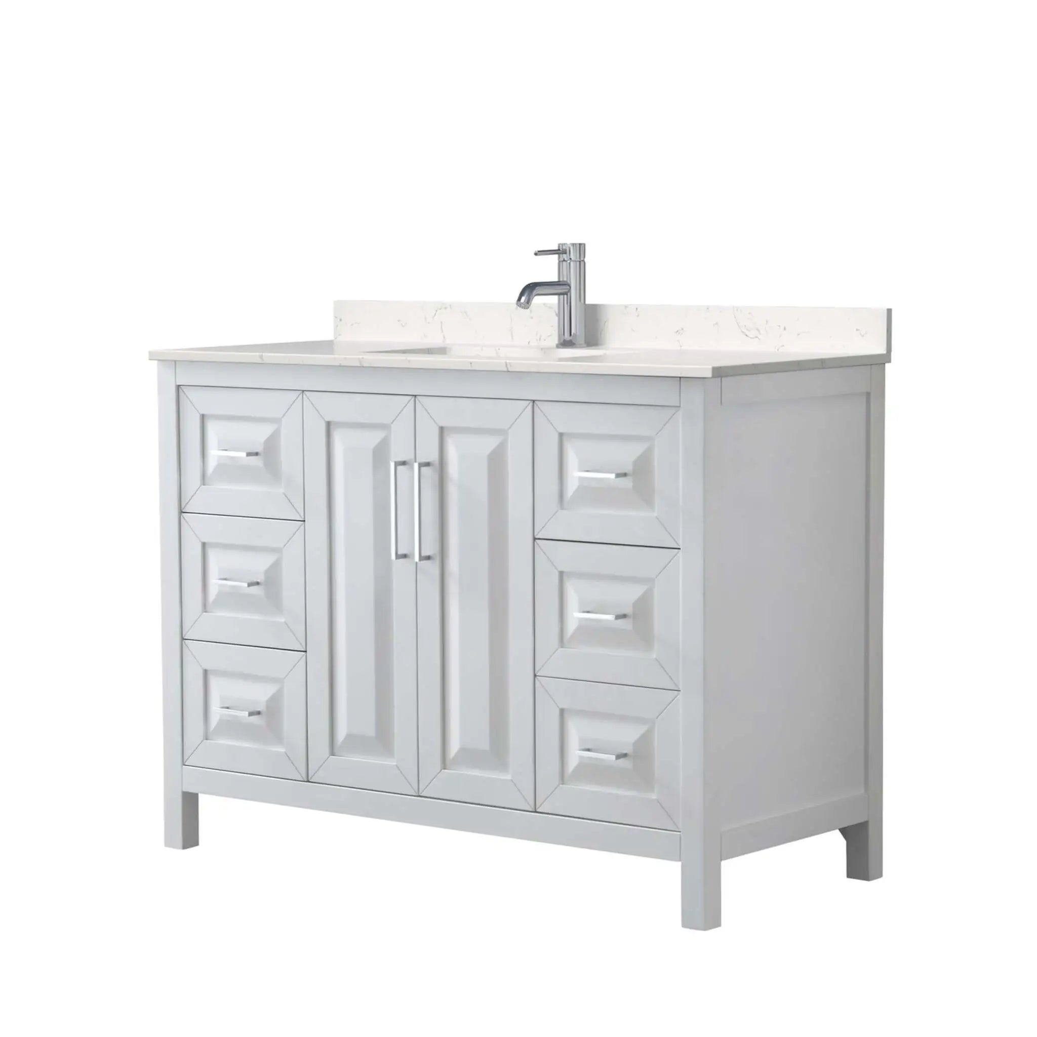 48" Daria Single Bathroom Vanity in White with Polished Chrome Trim by Wyndham