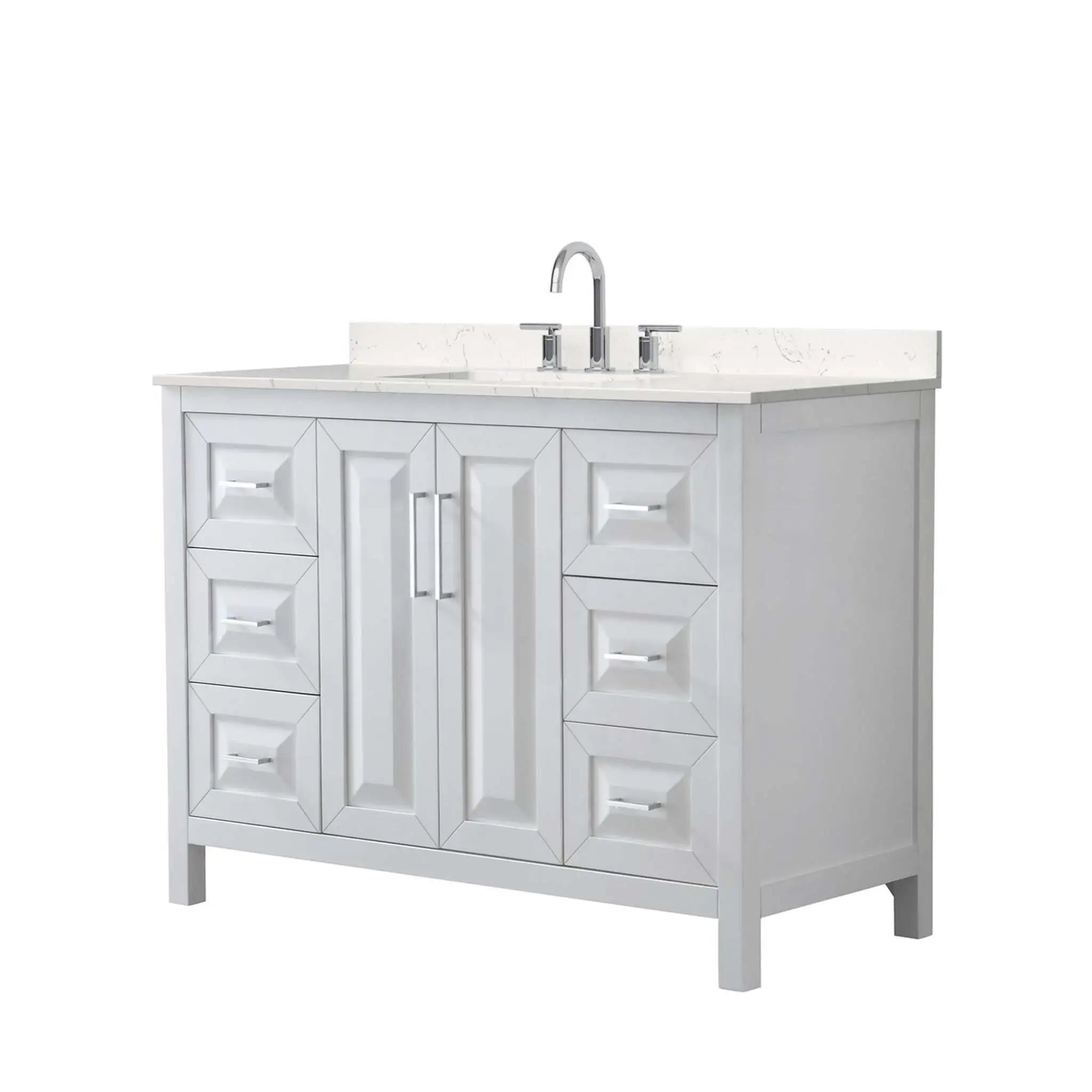 48" Daria Single Bathroom Vanity in White with Polished Chrome Trim by Wyndham
