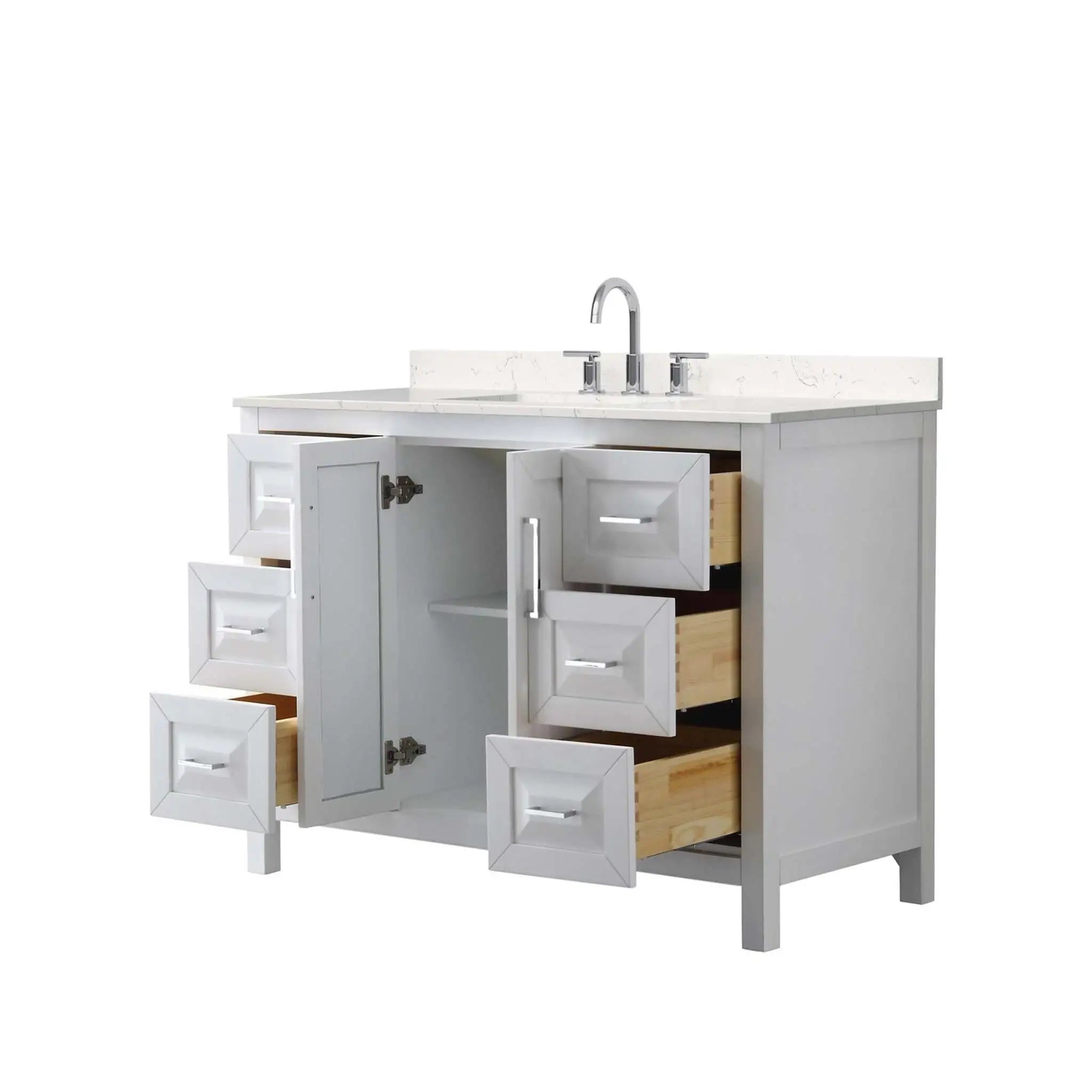 48" Daria Single Bathroom Vanity in White with Polished Chrome Trim by Wyndham