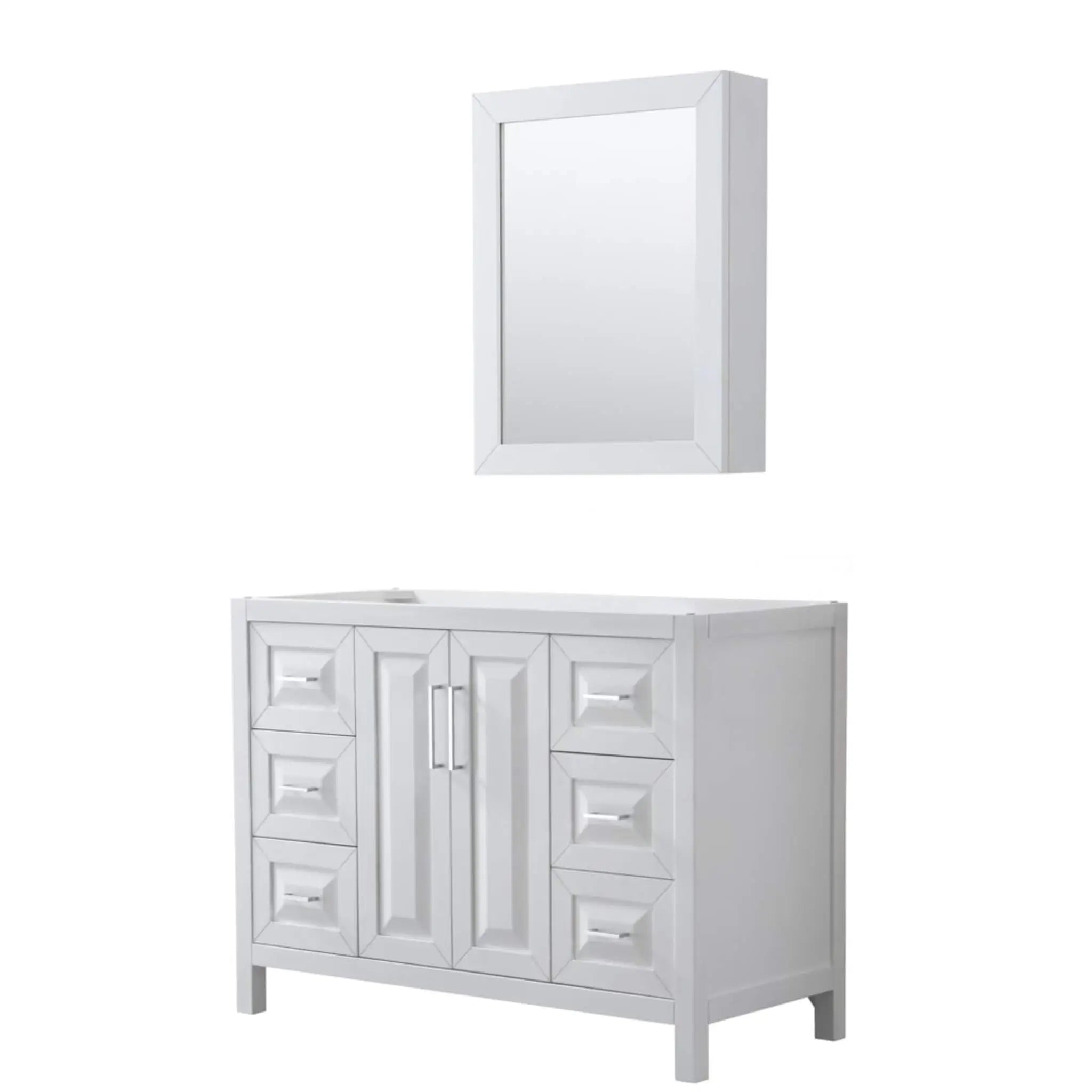 48" Daria Single Bathroom Vanity in White with Polished Chrome Trim & Medicine Cabinet by Wyndham