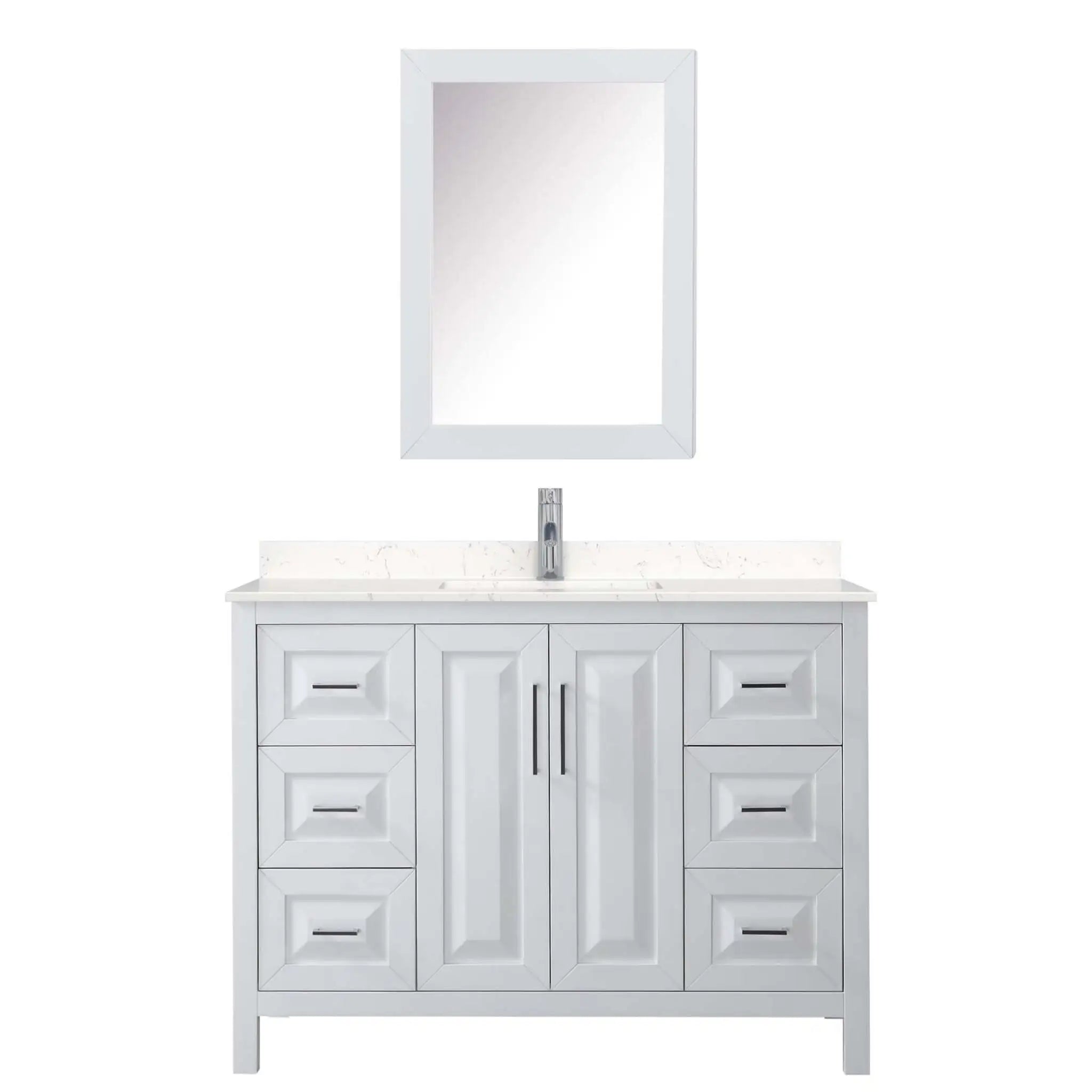 48" Daria Single Bathroom Vanity in White with Polished Chrome Trim & Medicine Cabinet by Wyndham