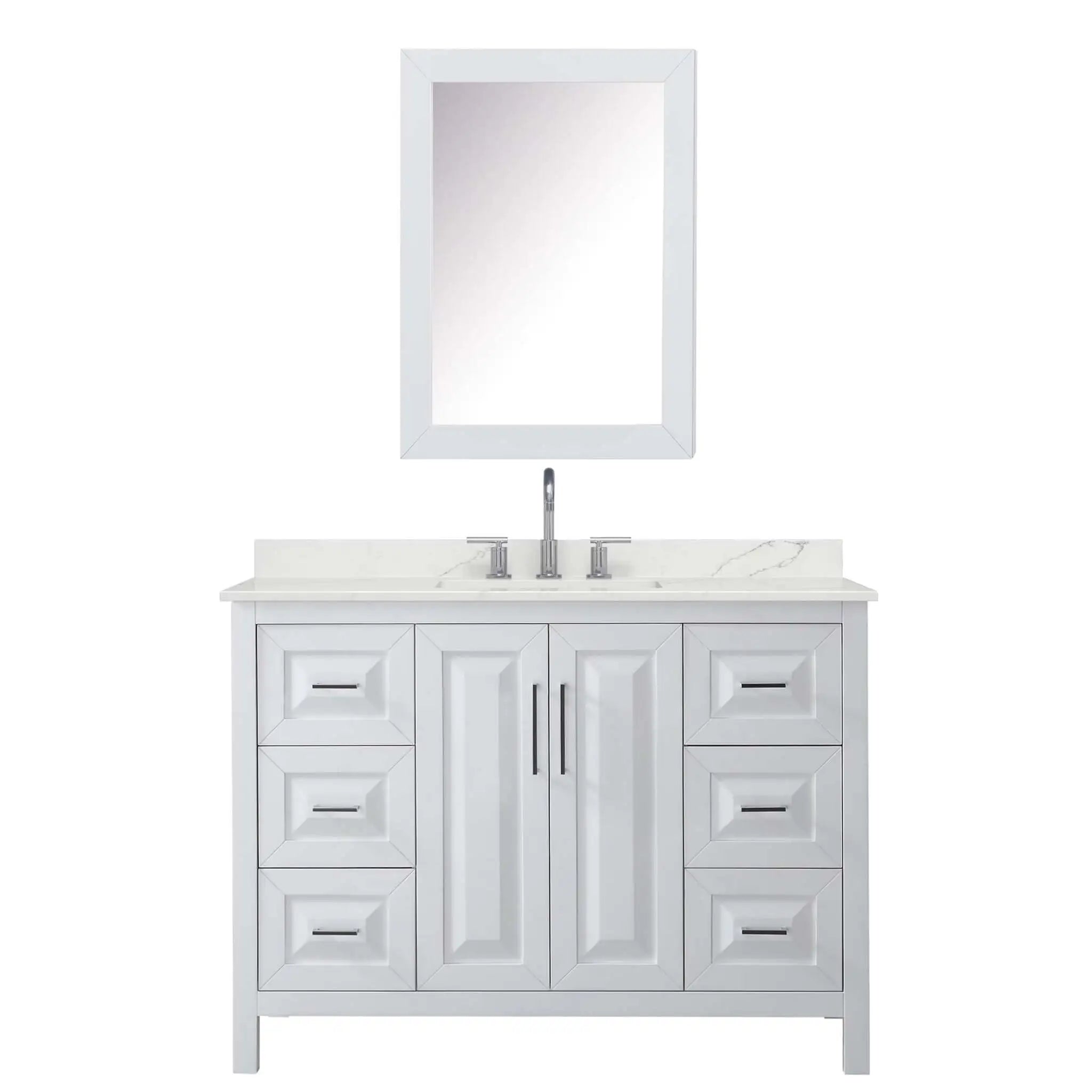 48" Daria Single Bathroom Vanity in White with Polished Chrome Trim & Medicine Cabinet by Wyndham